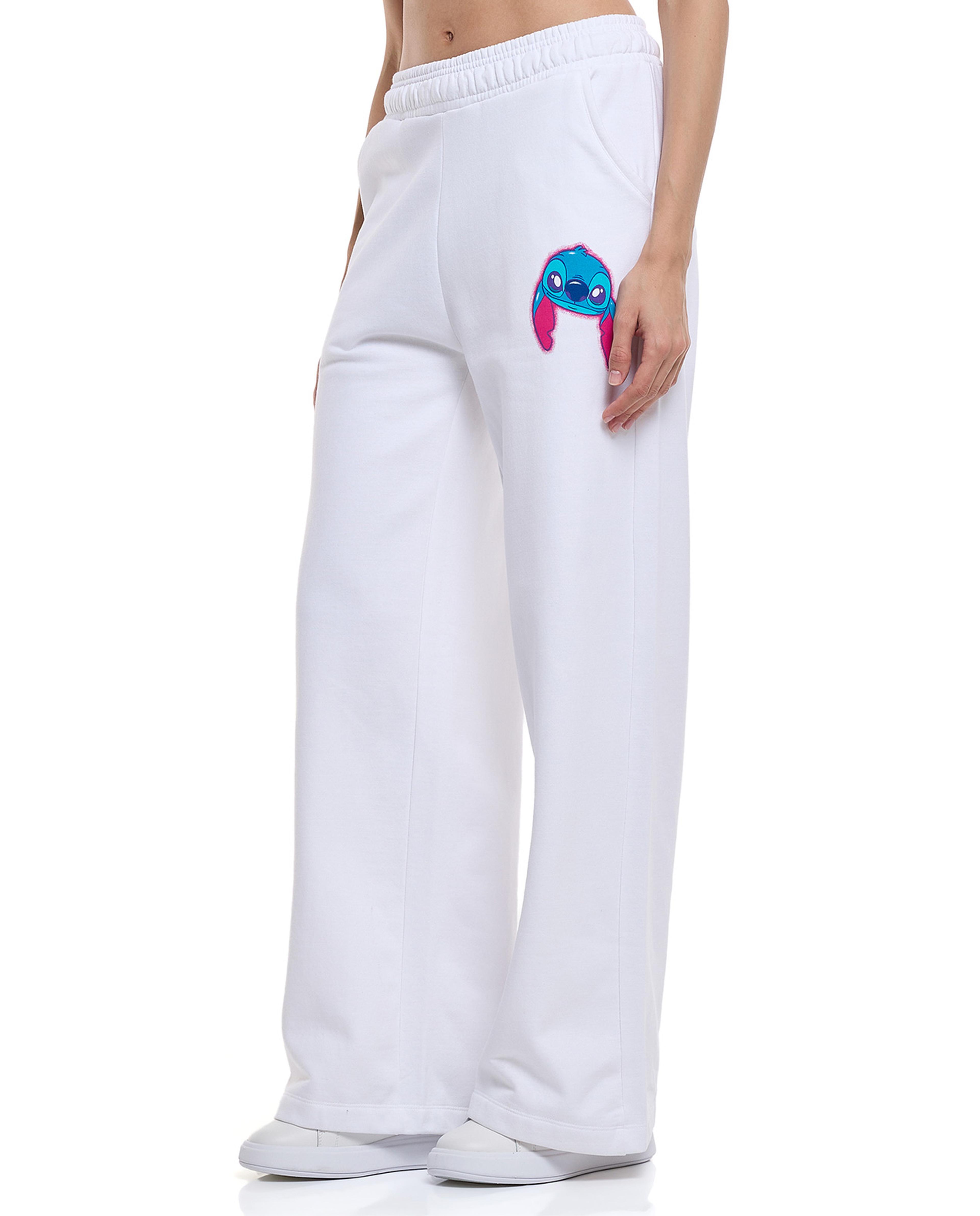 Stitch Print Sweatpants with Elastic Waist