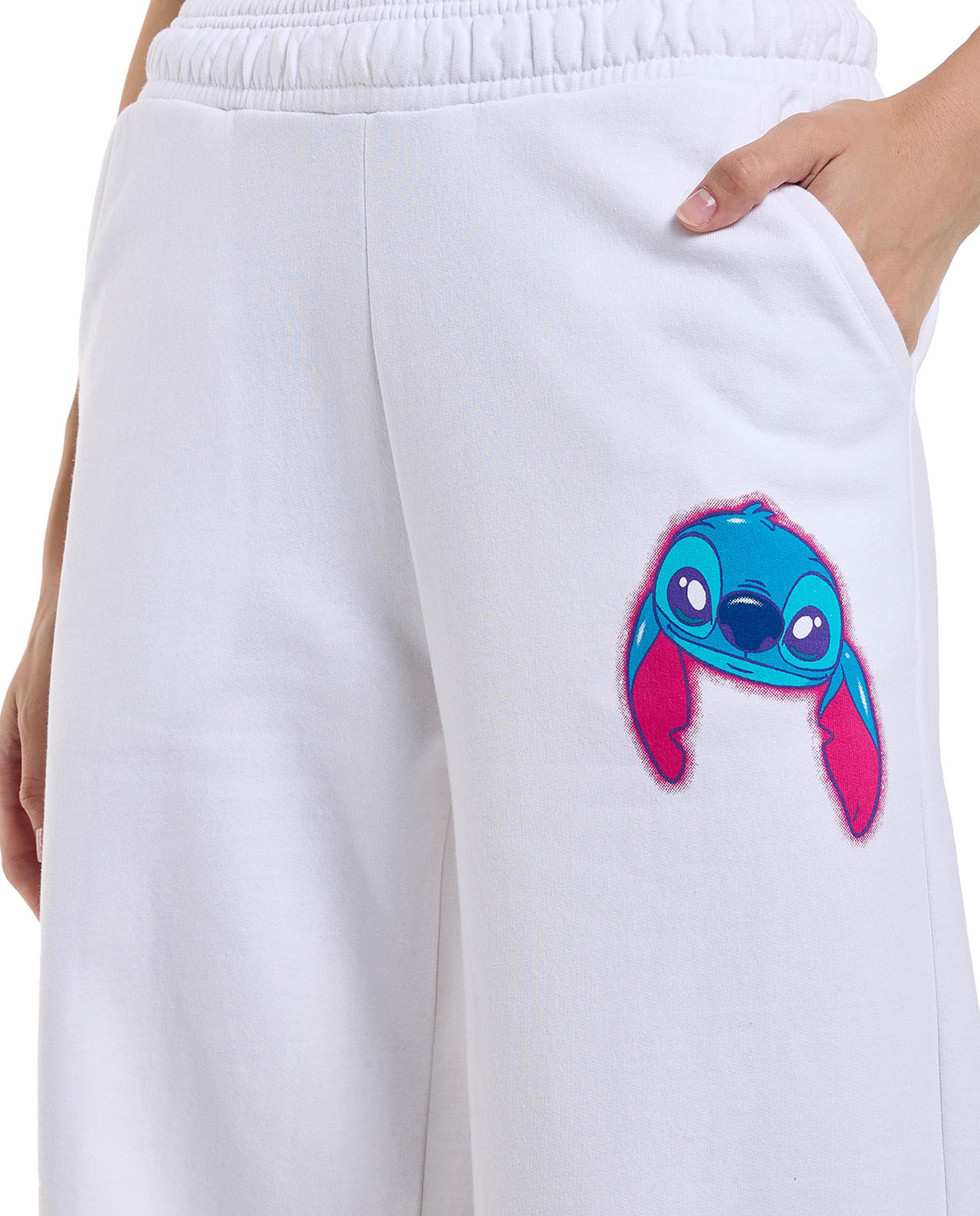 Stitch Print Sweatpants with Elastic Waist