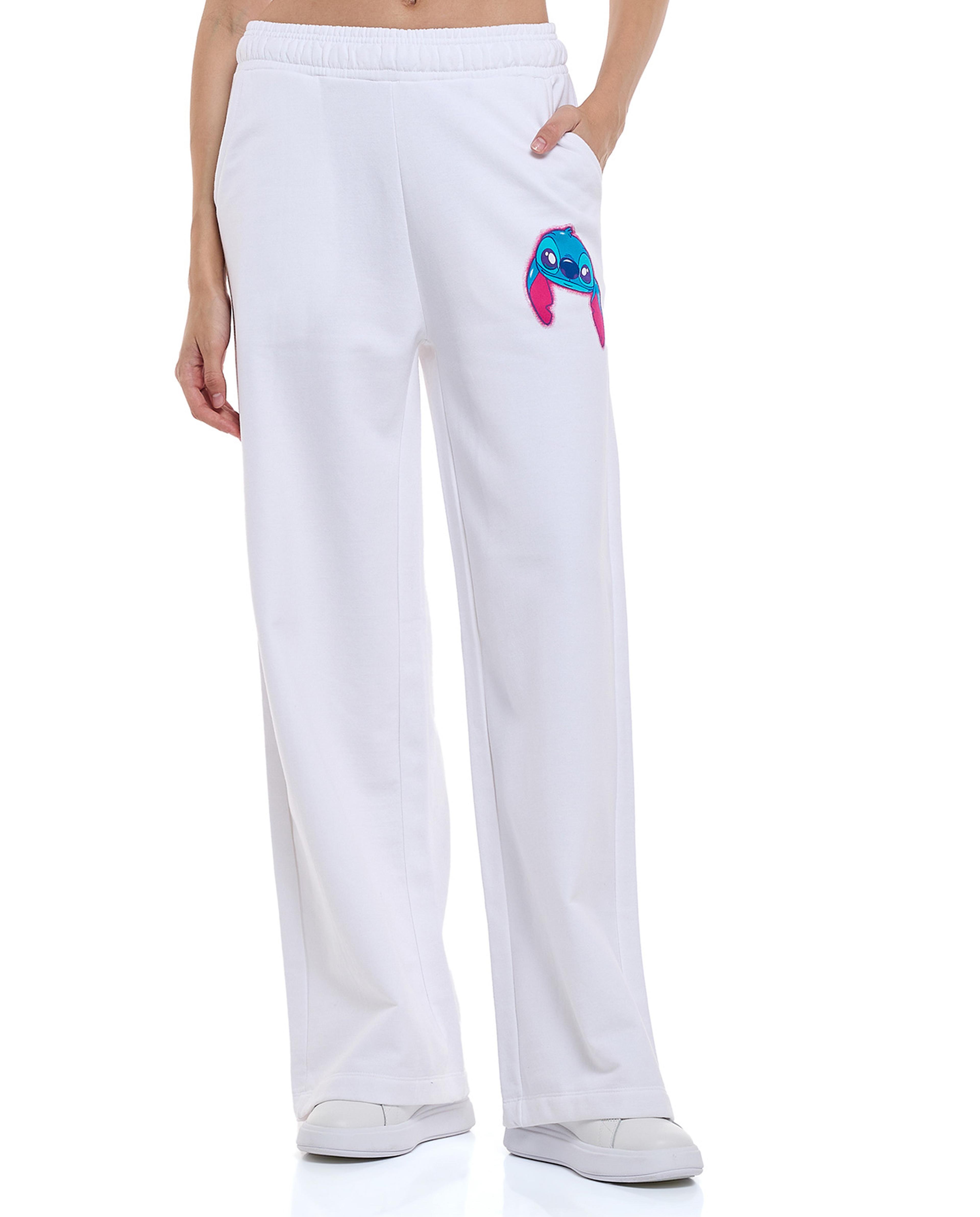 Stitch Print Sweatpants with Elastic Waist