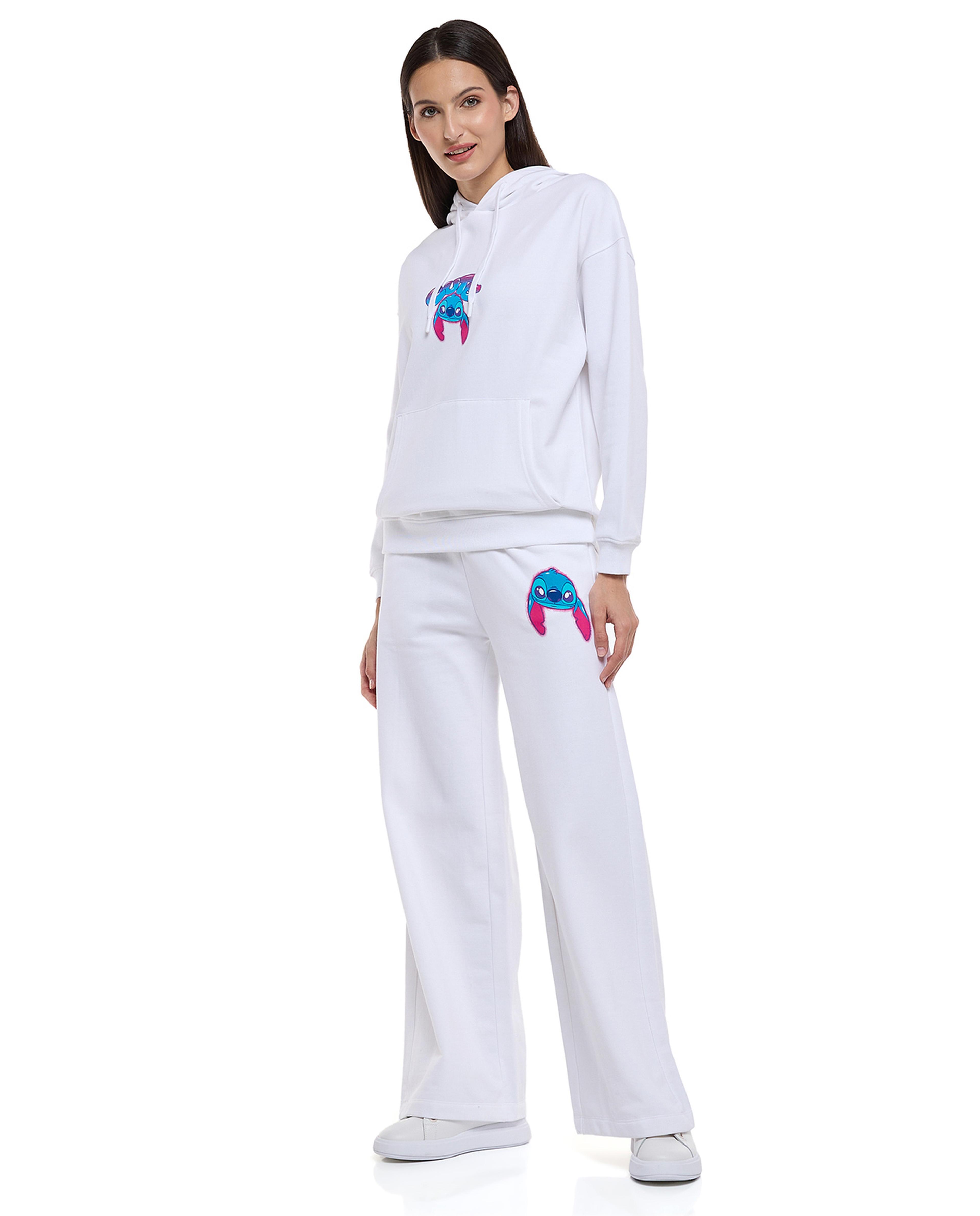 Stitch Print Sweatpants with Elastic Waist