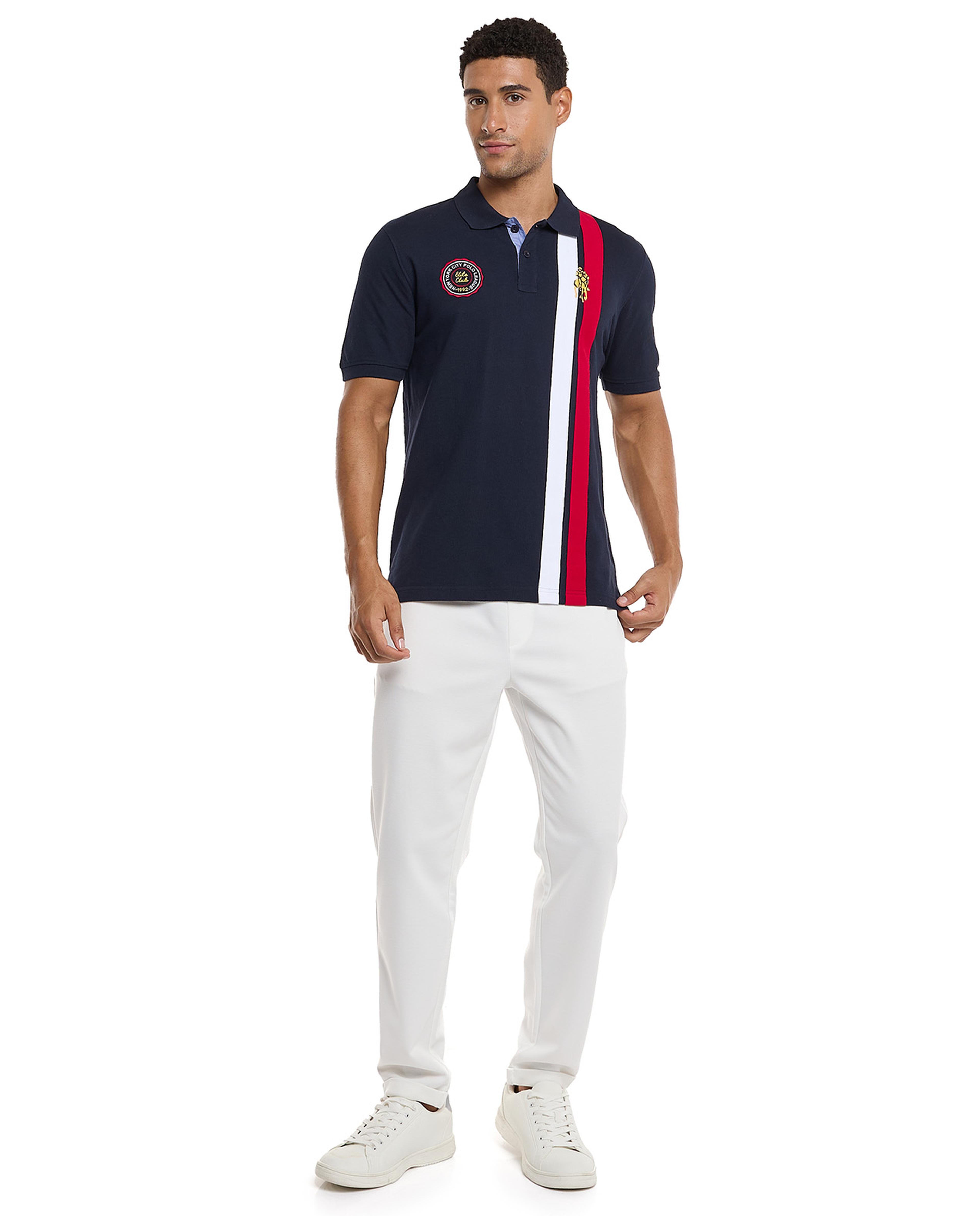 تيشيرت بولو بألوان متناسقة وأكمام قصيرة