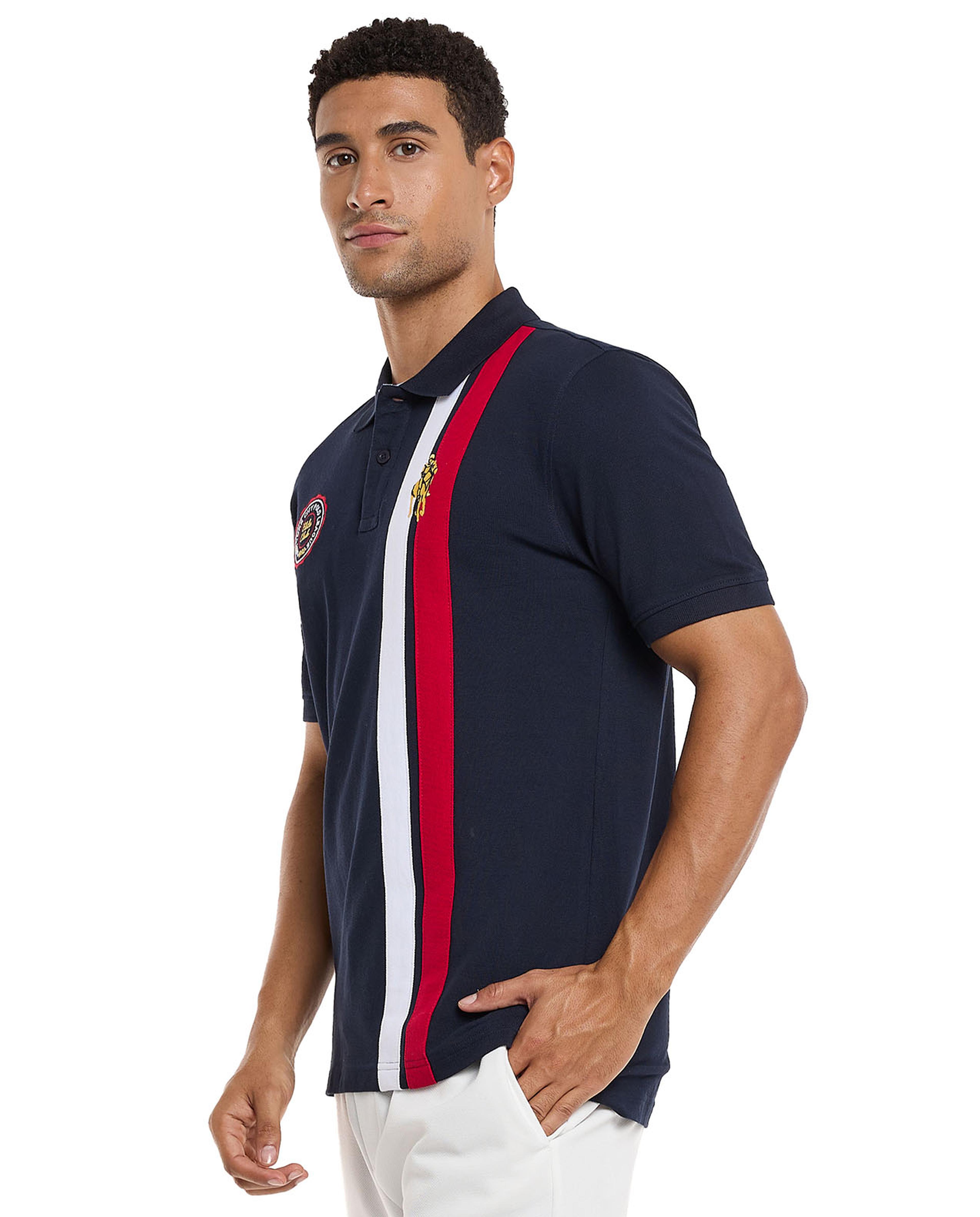 تيشيرت بولو بألوان متناسقة وأكمام قصيرة