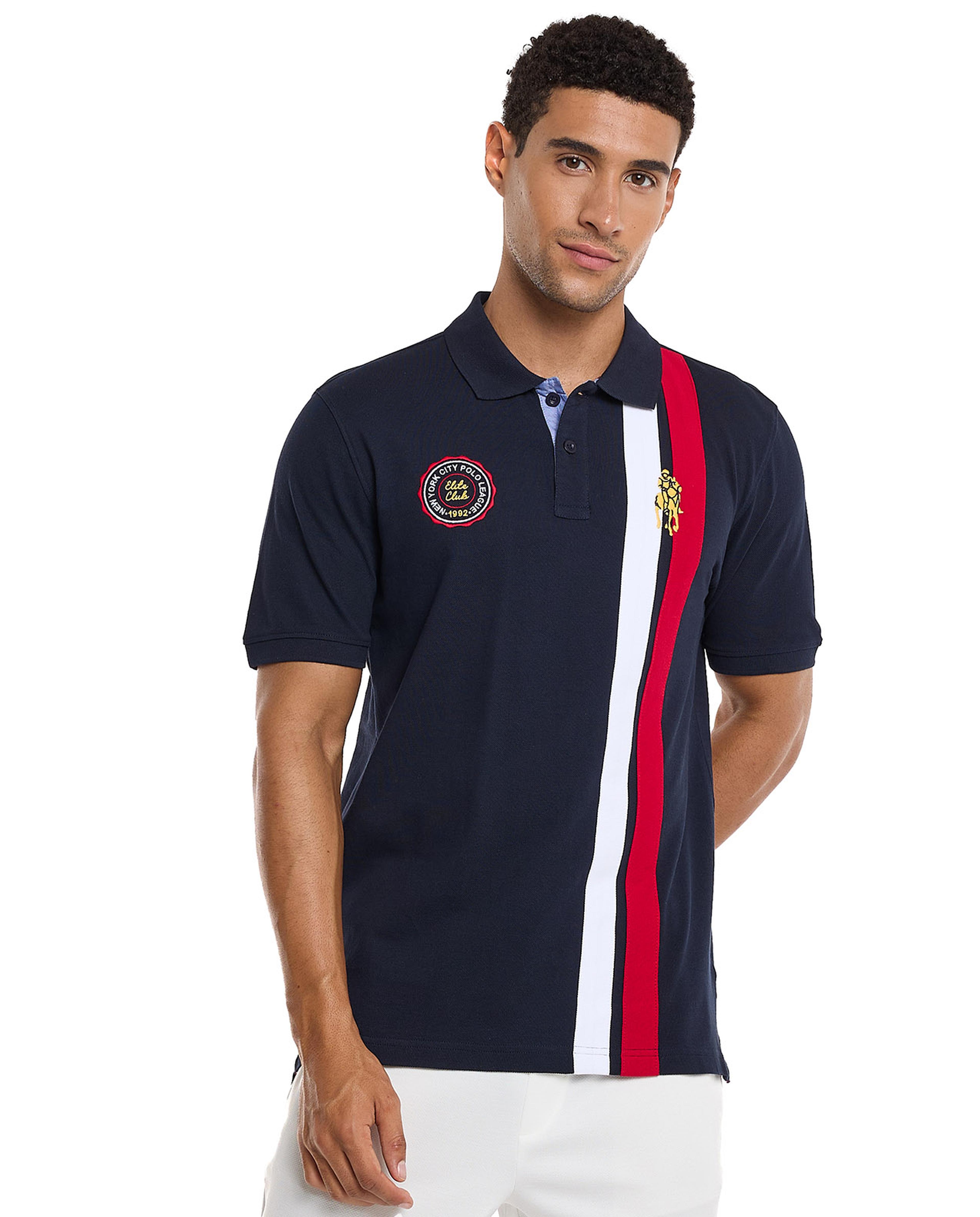 تيشيرت بولو بألوان متناسقة وأكمام قصيرة