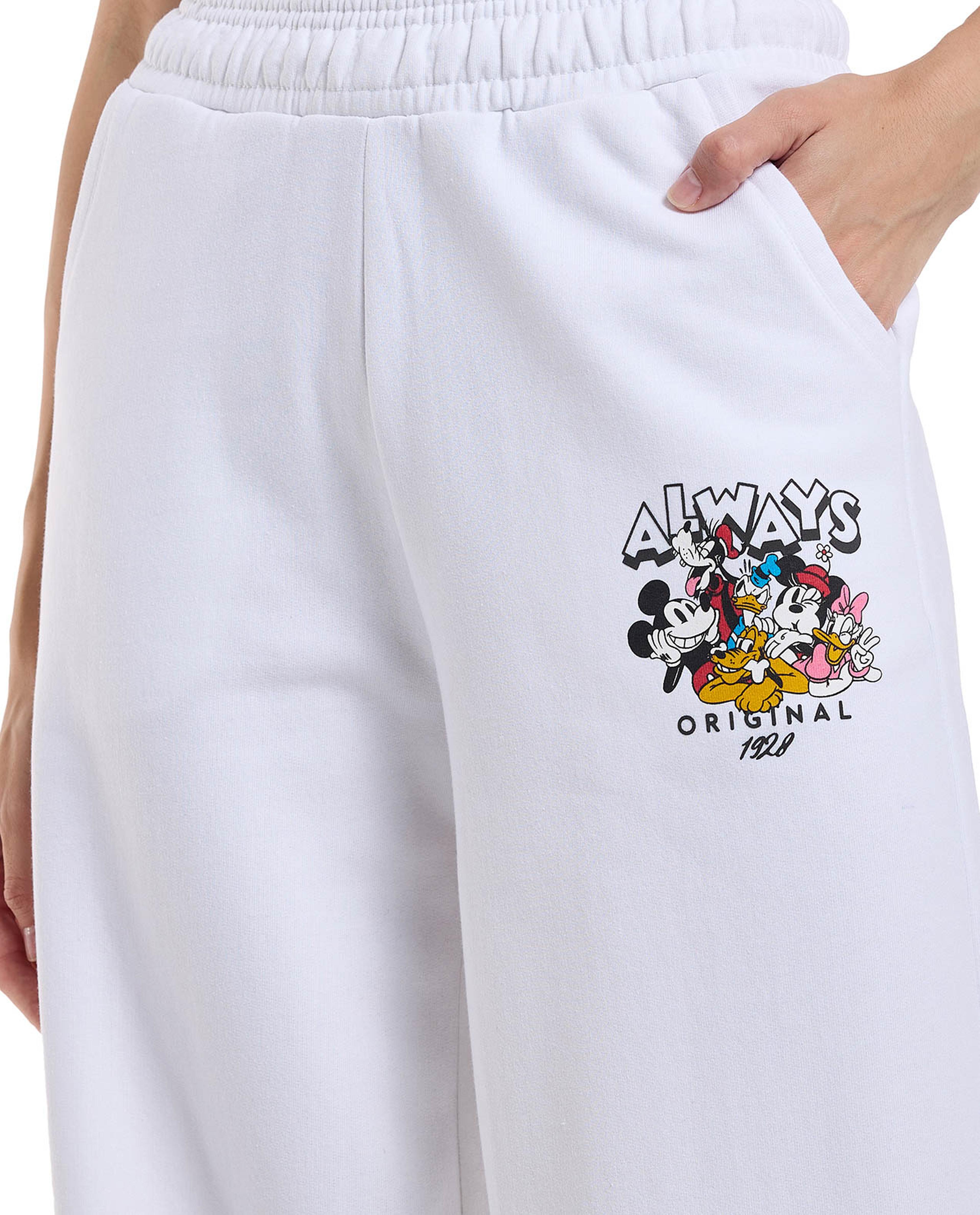 Mickey Mouse Print Sweatpants with Elastic Waist