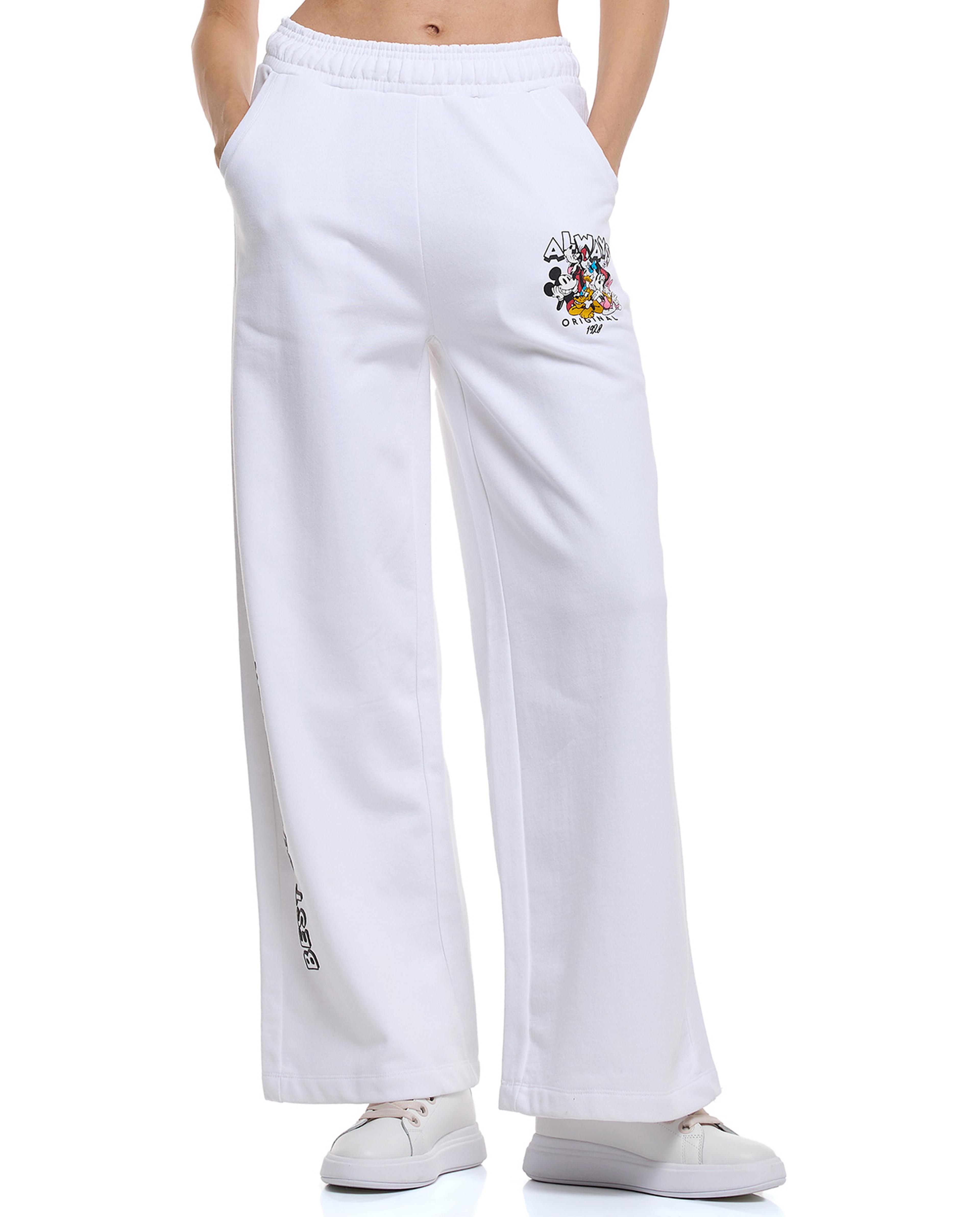 Mickey Mouse Print Sweatpants with Elastic Waist