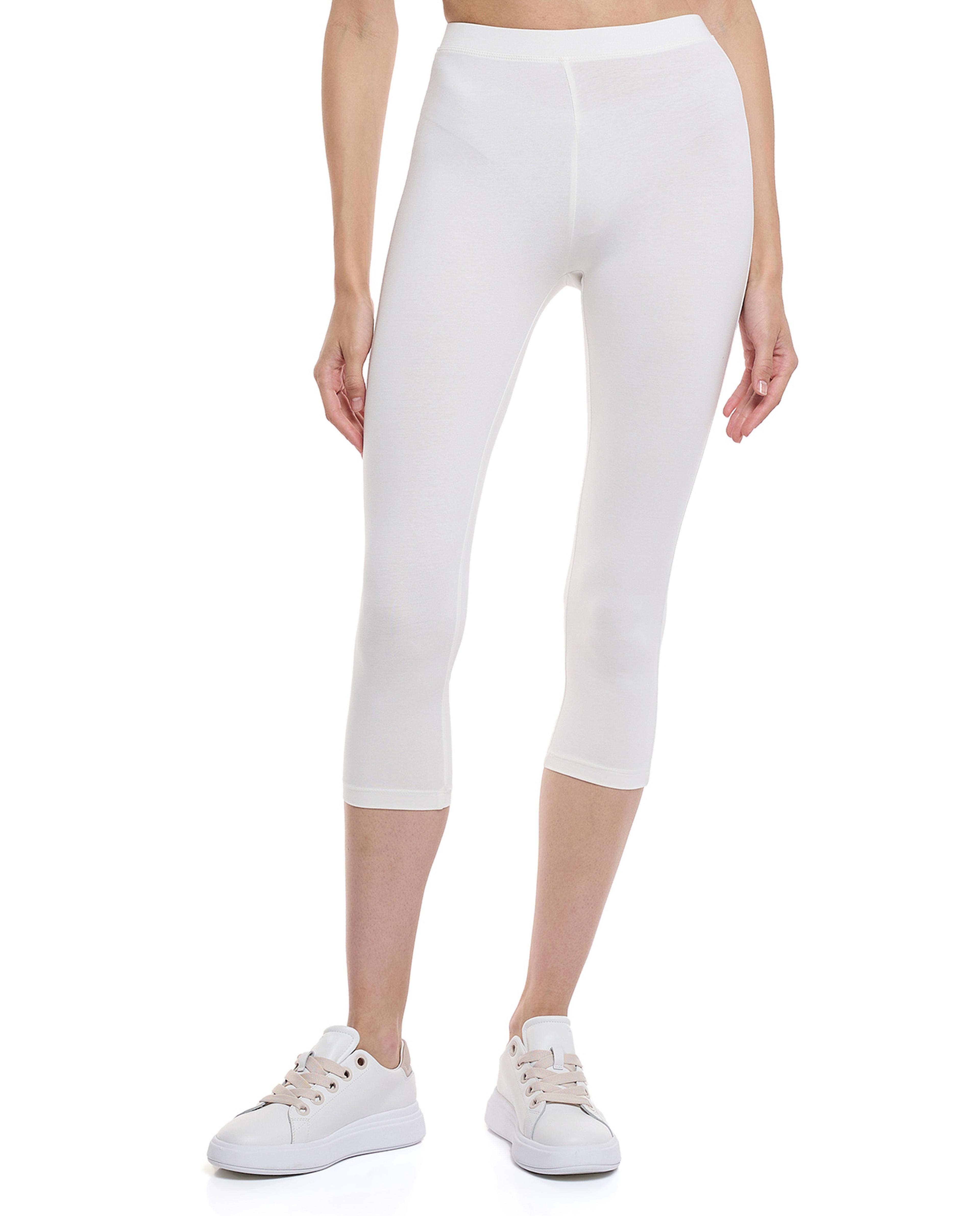 ليقنز سادة بطول 3/4 وخصر مطاطي