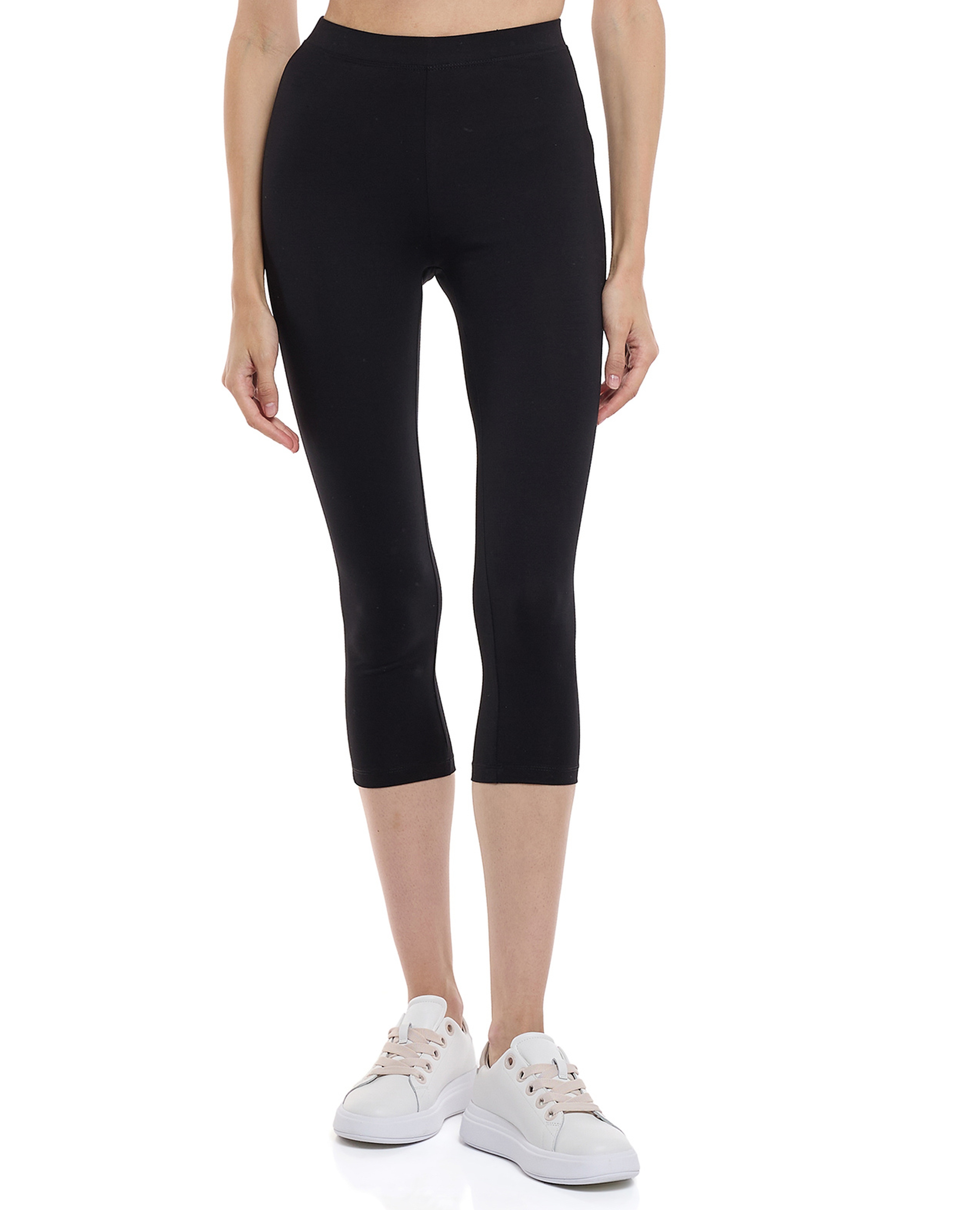 ليقنز سادة بطول 3/4 وخصر مطاطي