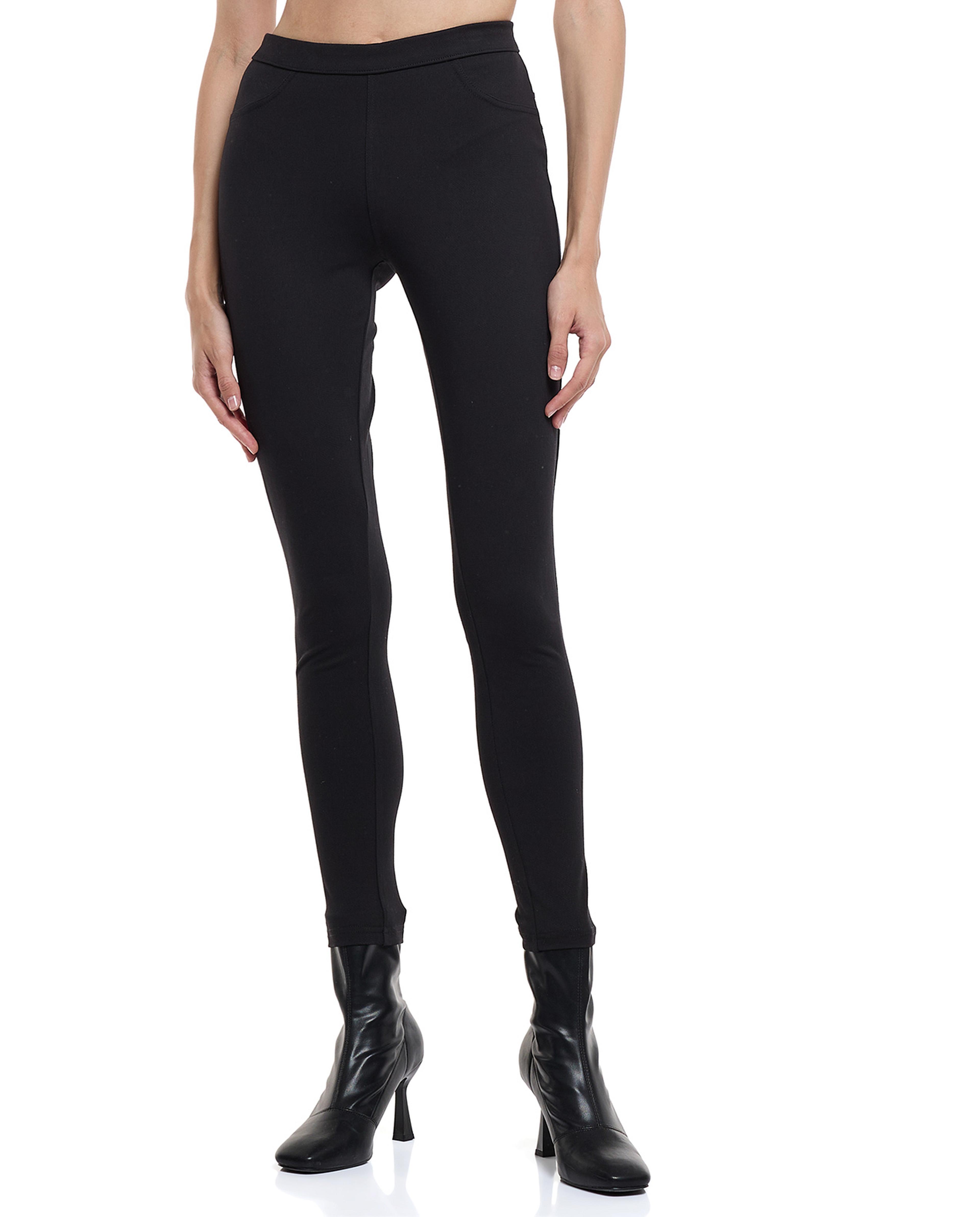 Solid Skinny Fit Pants with Elastic Waist