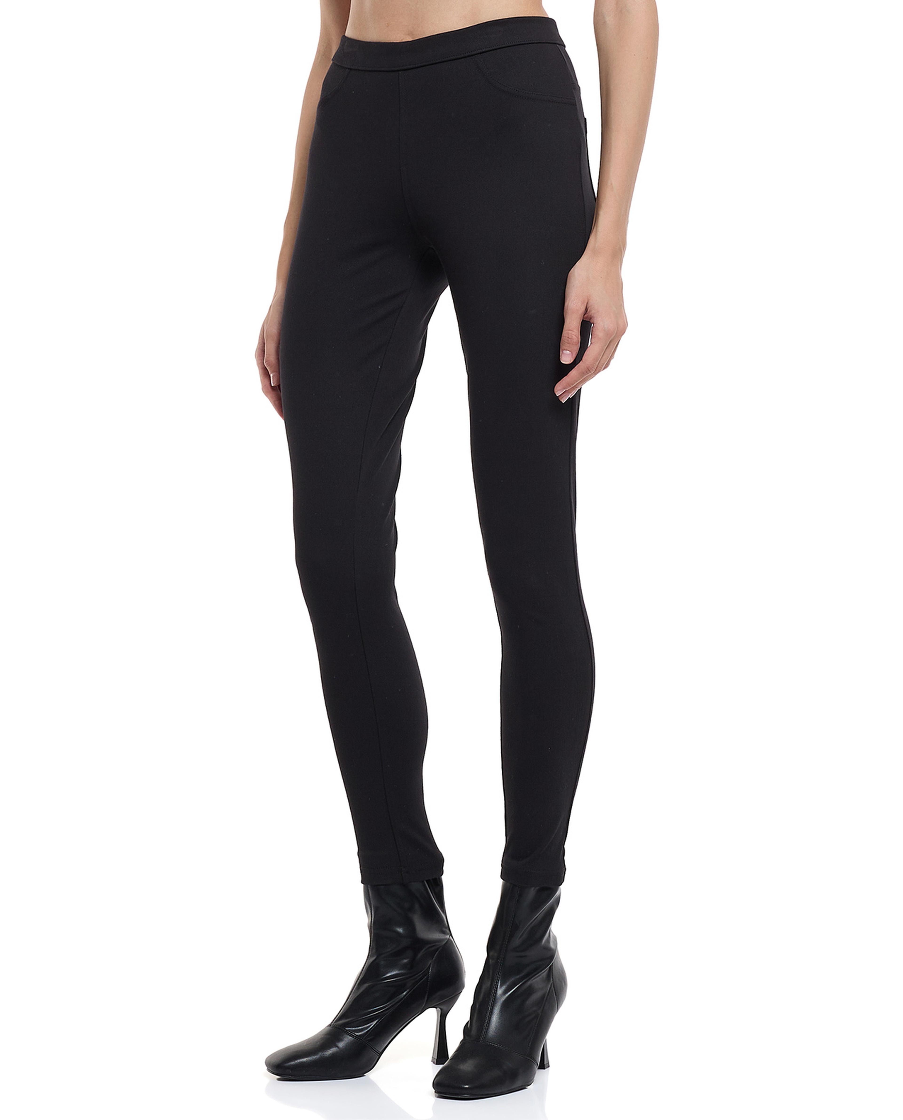 Solid Skinny Fit Pants with Elastic Waist