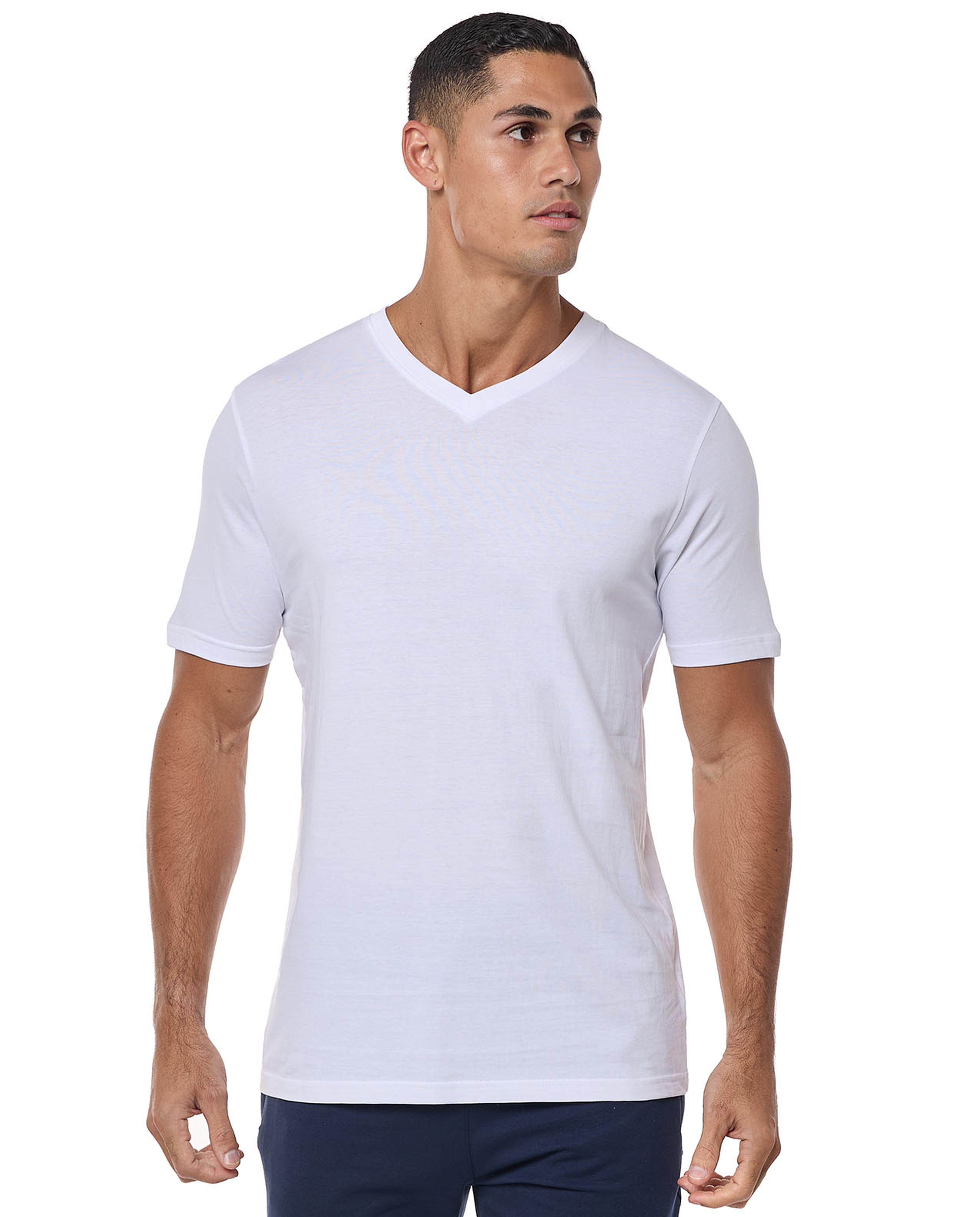 Solid T-Shirt With V-Neck And Short Sleeves