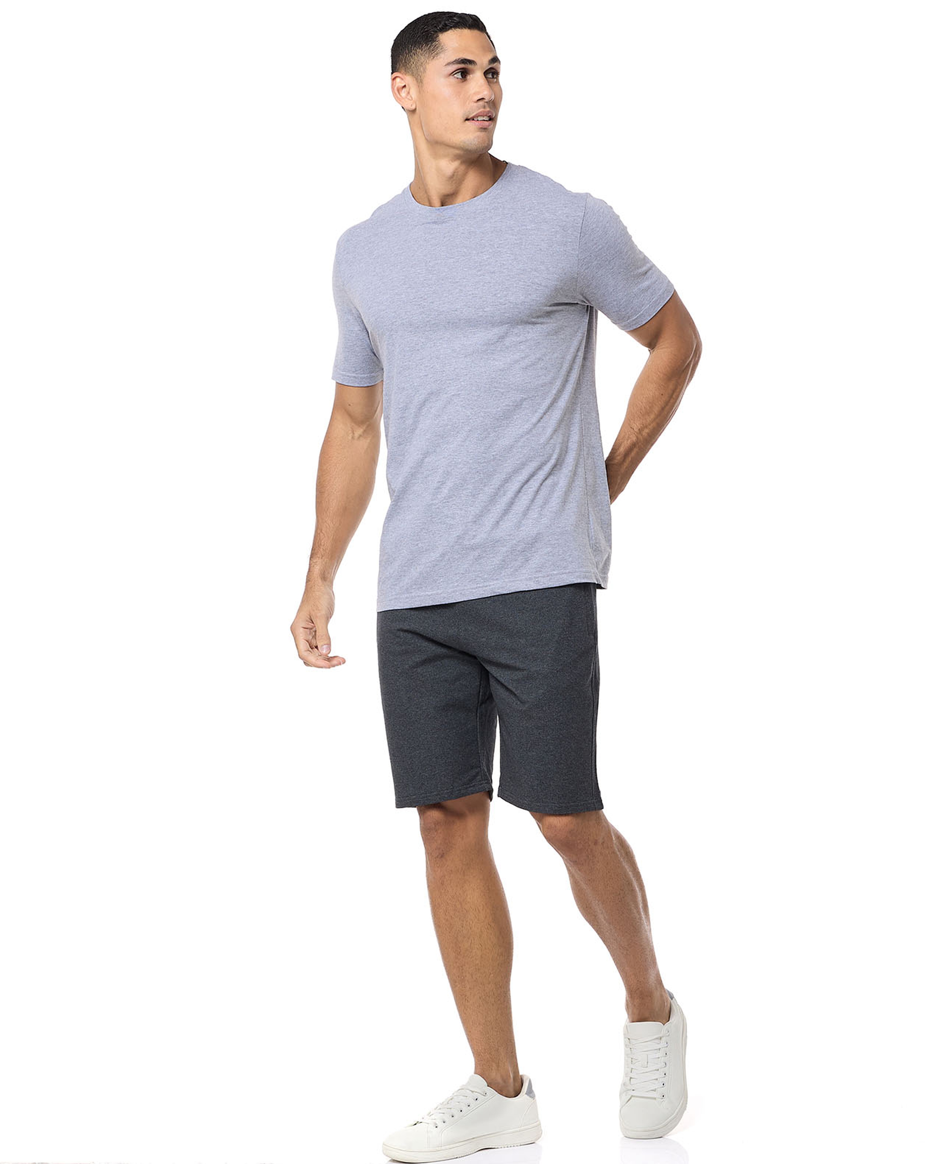 Textured Sweatshorts with Drawstring Waist