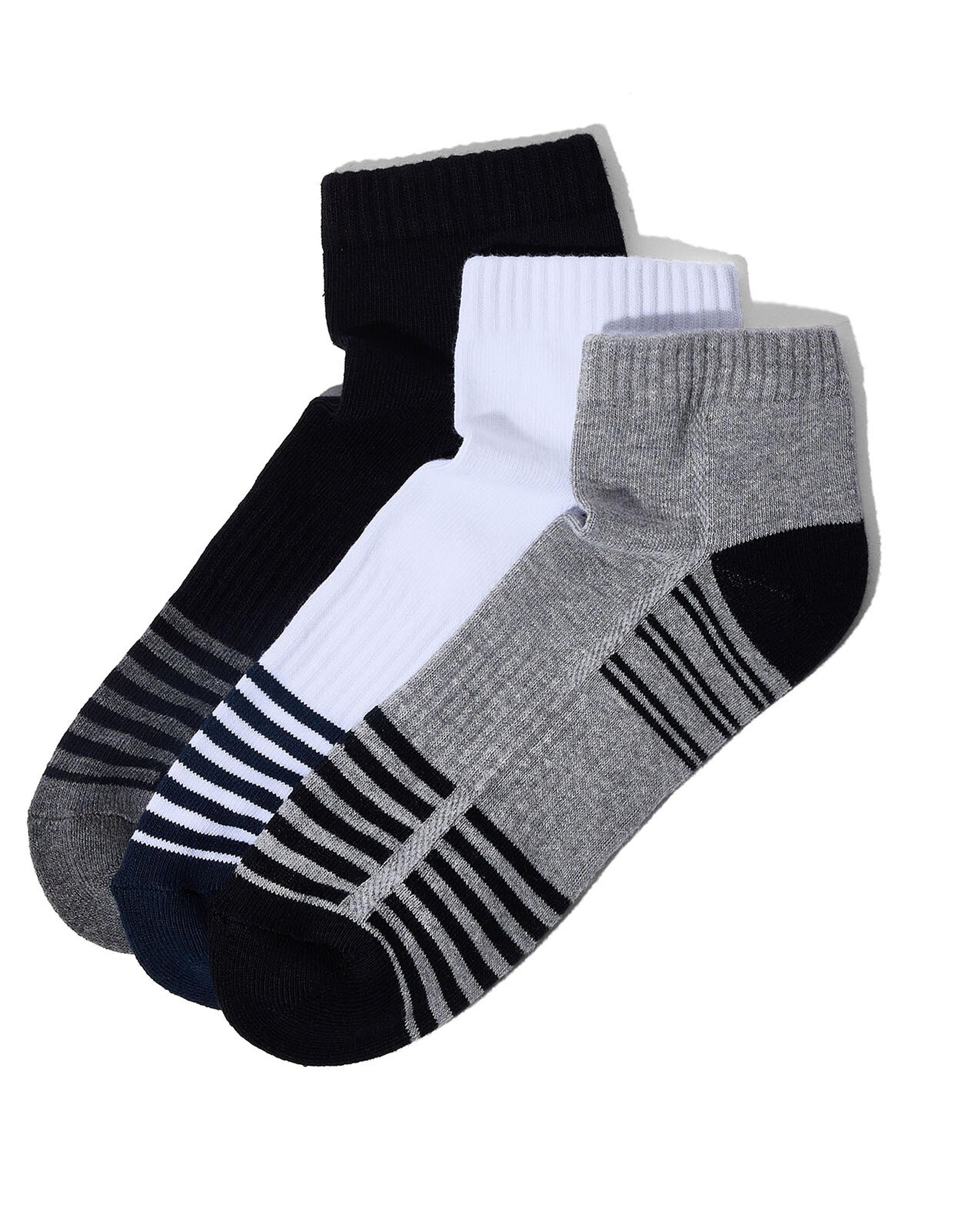 3 Pack Striped Ankle Socks