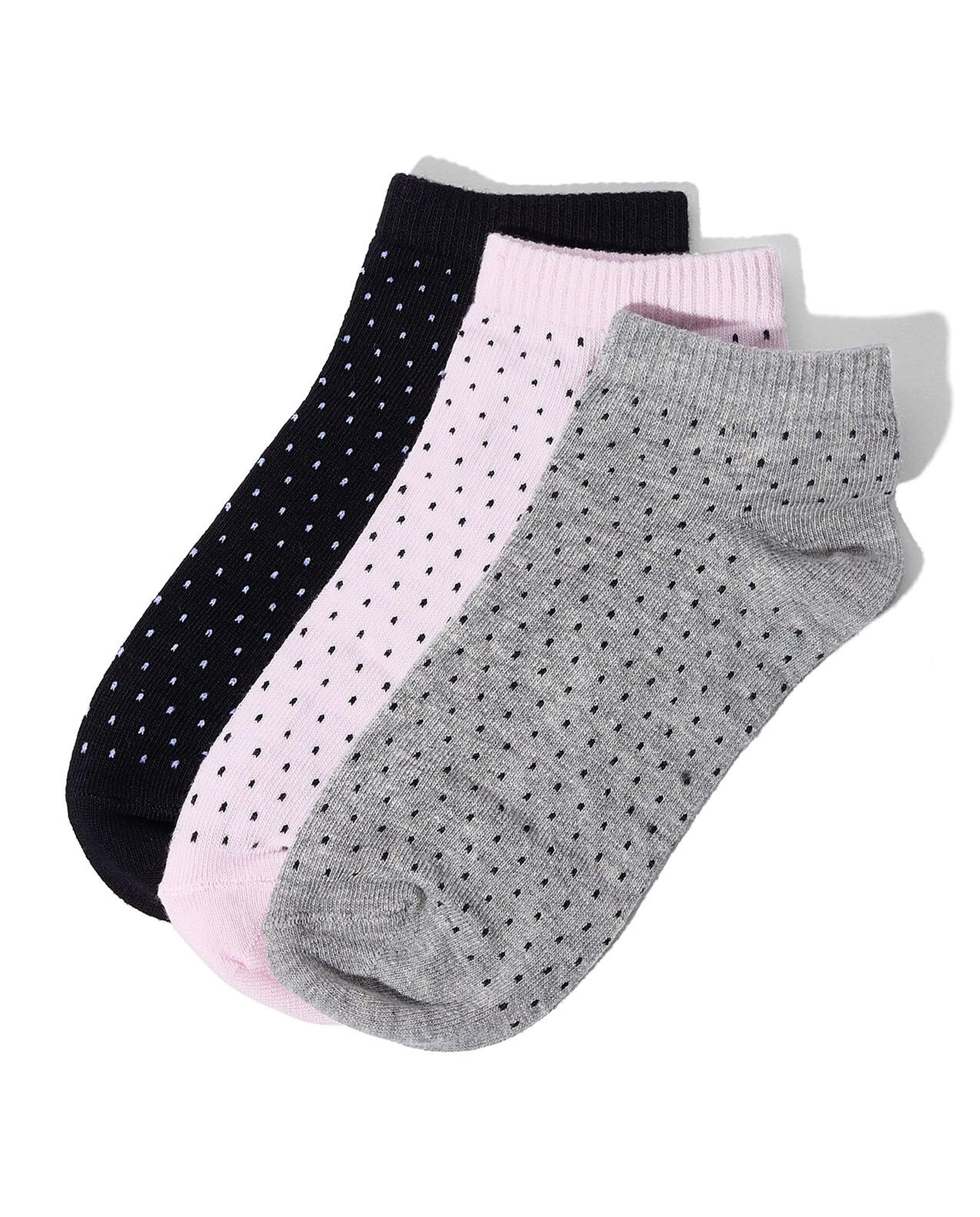 جوارب بطول الكاحل بطبعة - 3 أزواج