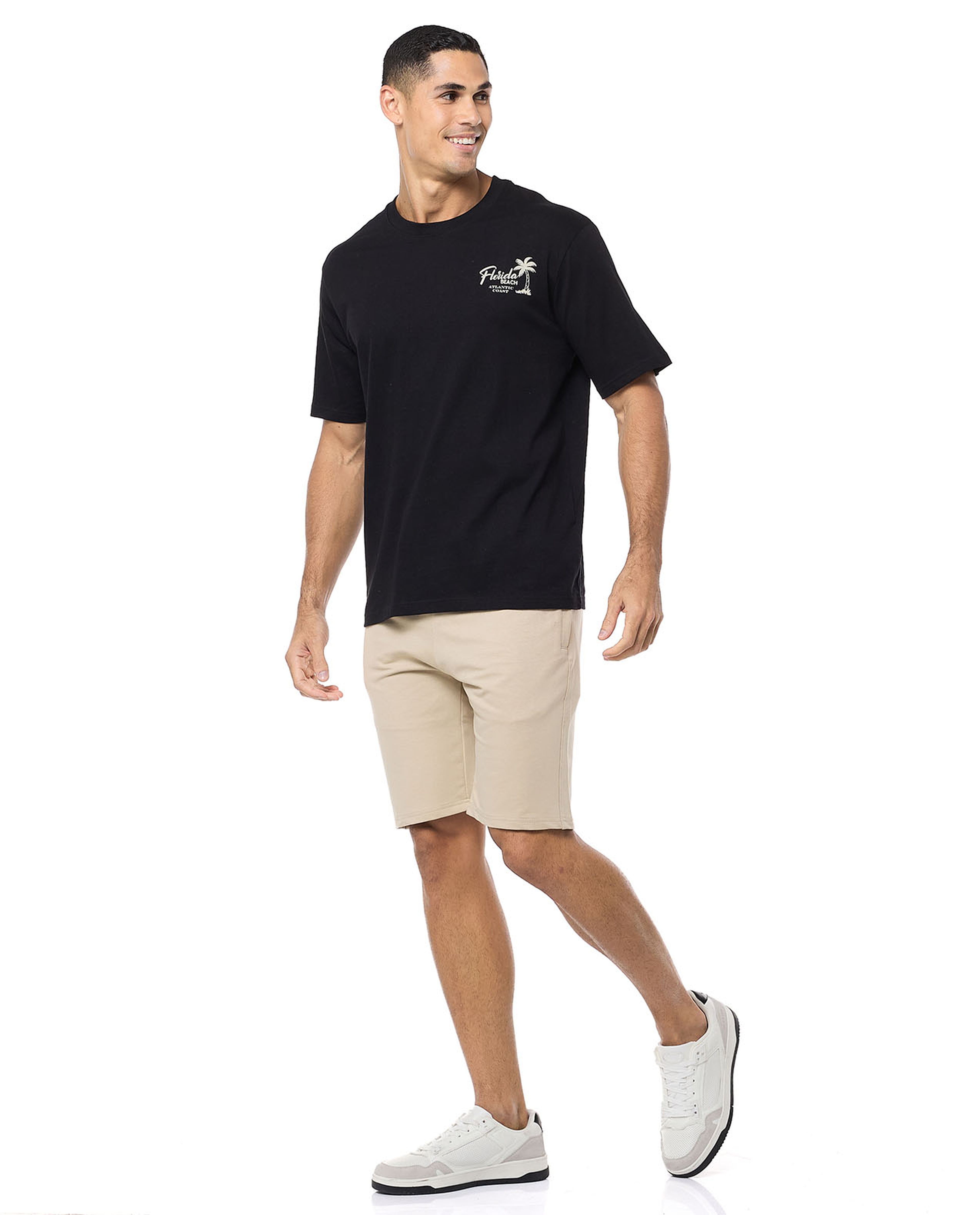 Textured Sweatshorts with Drawstring Waist