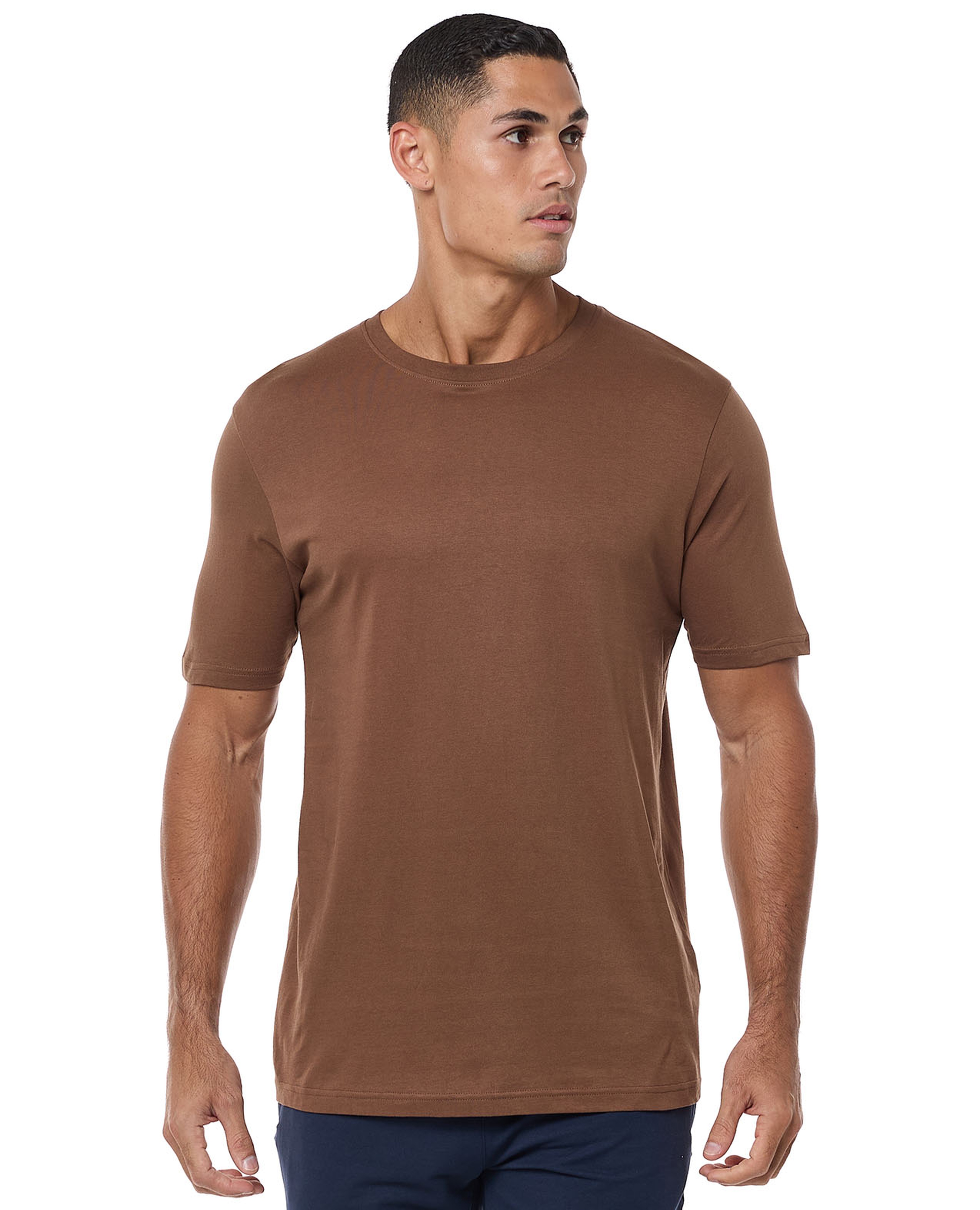 تيشيرت برقبة مستديرة وأكمام قصيرة سادة