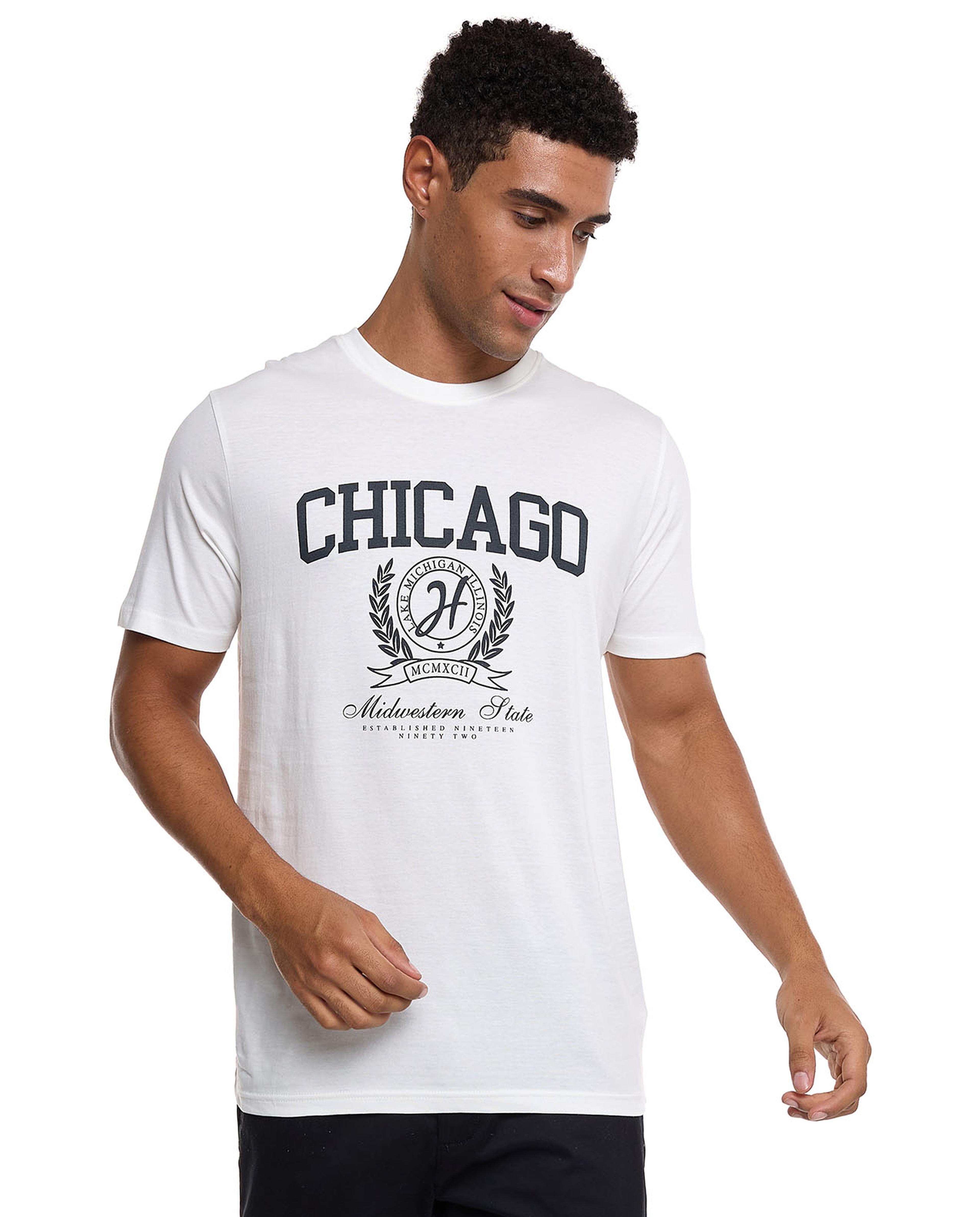 تيشيرت باكمام قصيرة ورقبة مستديرة