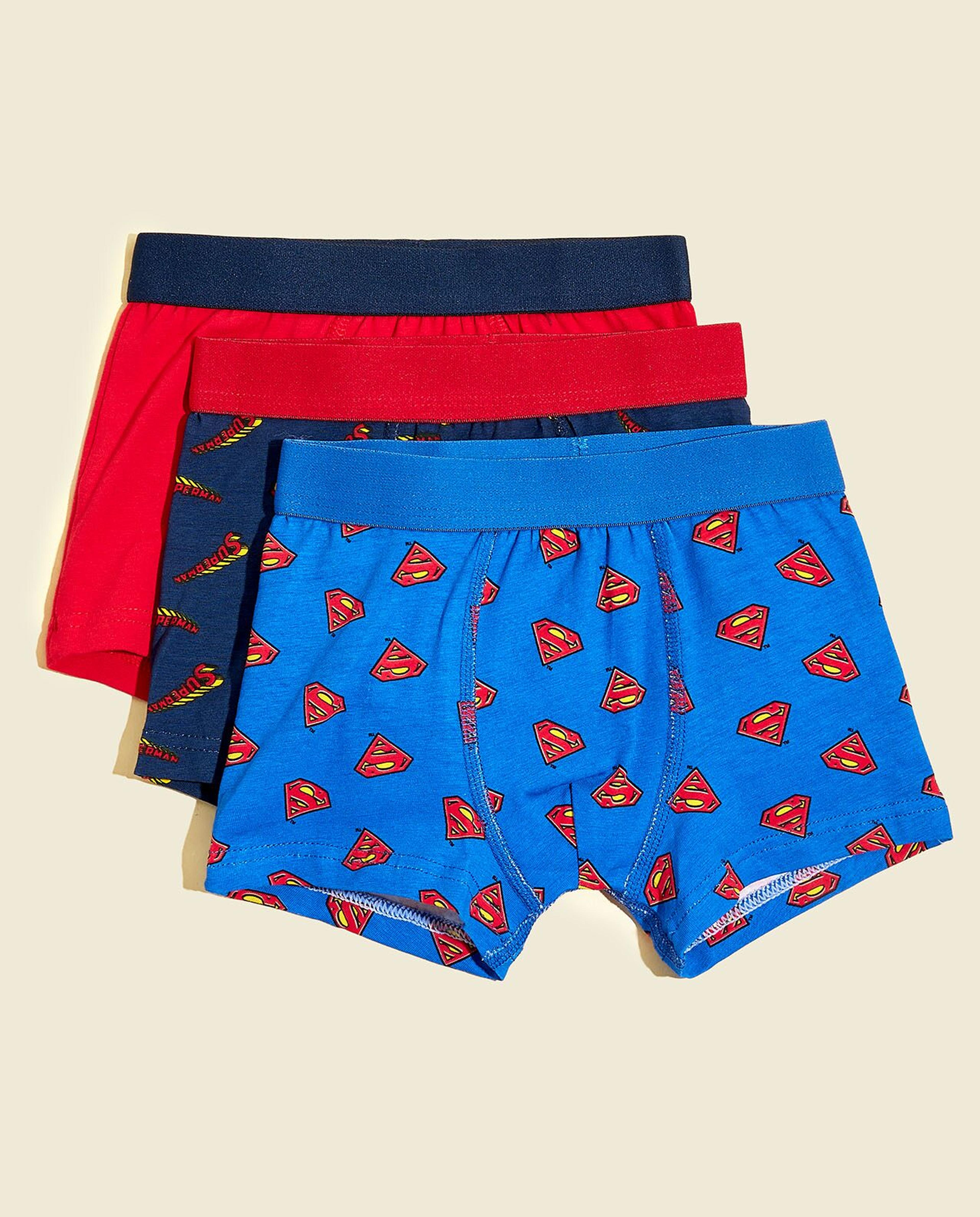 سروال داخلي بوكسر بطبعة سوبرمان - 3 قطع