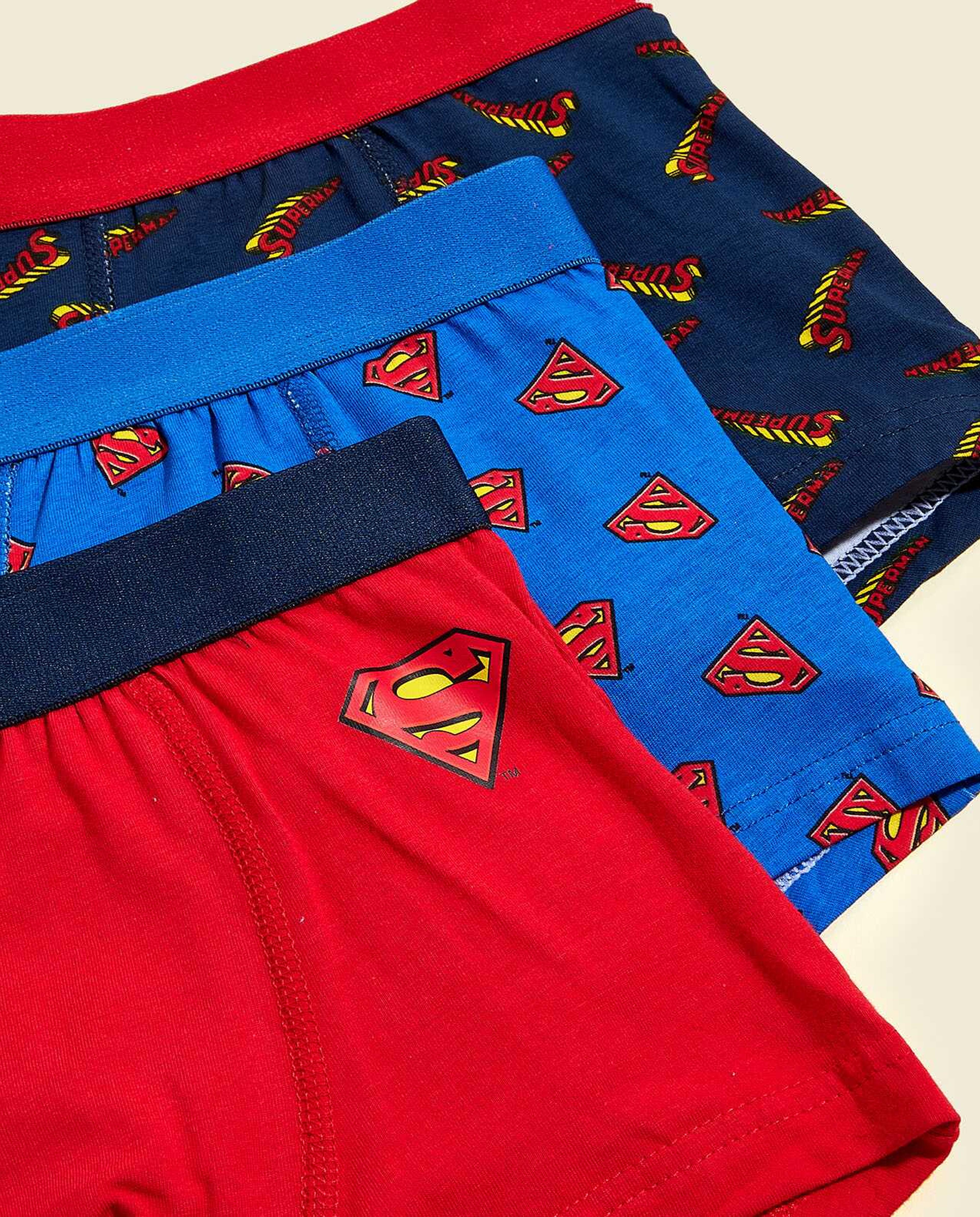 سروال داخلي بوكسر بطبعة سوبرمان - 3 قطع