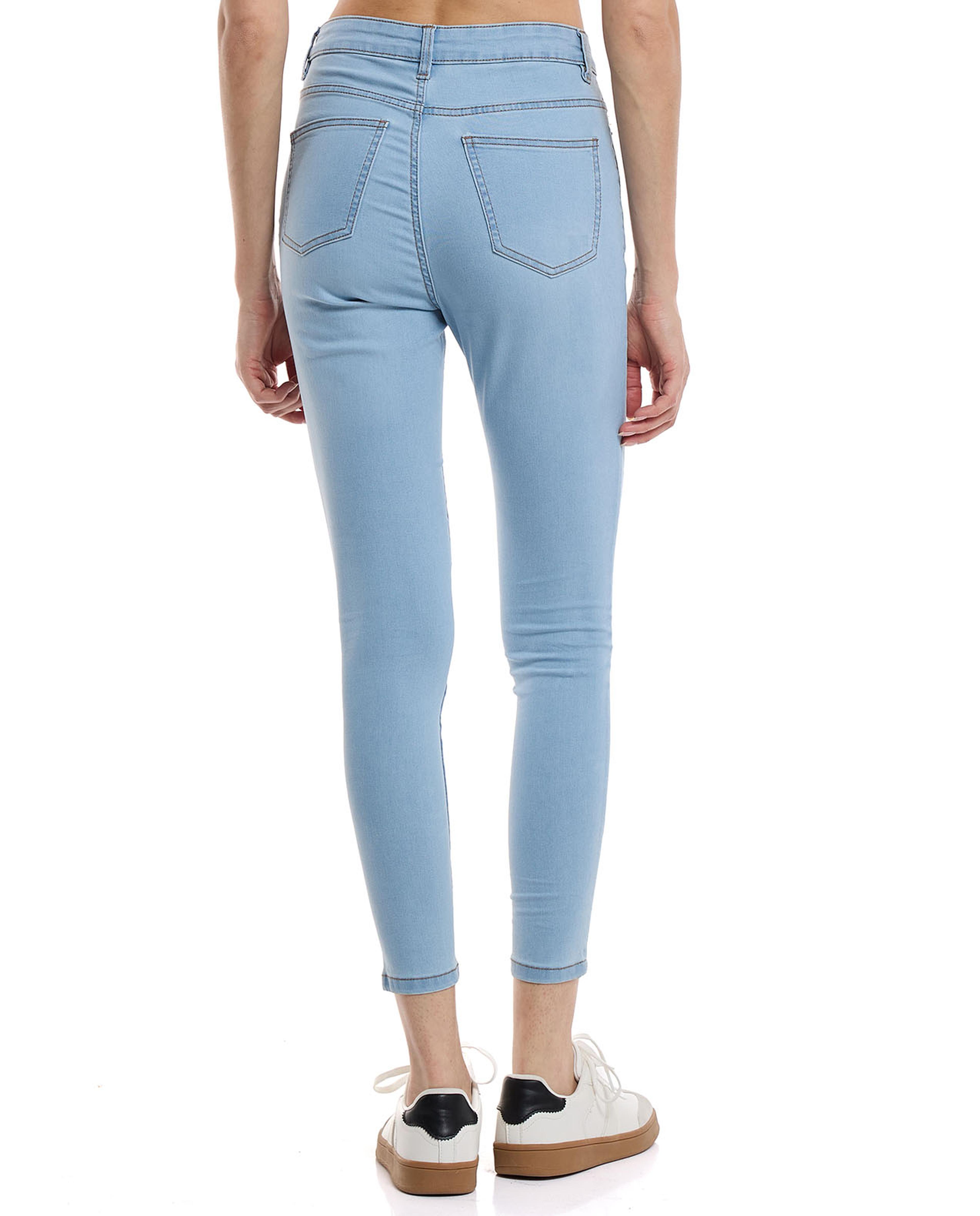 Solid Skinny Fit Jeans with Button Closure