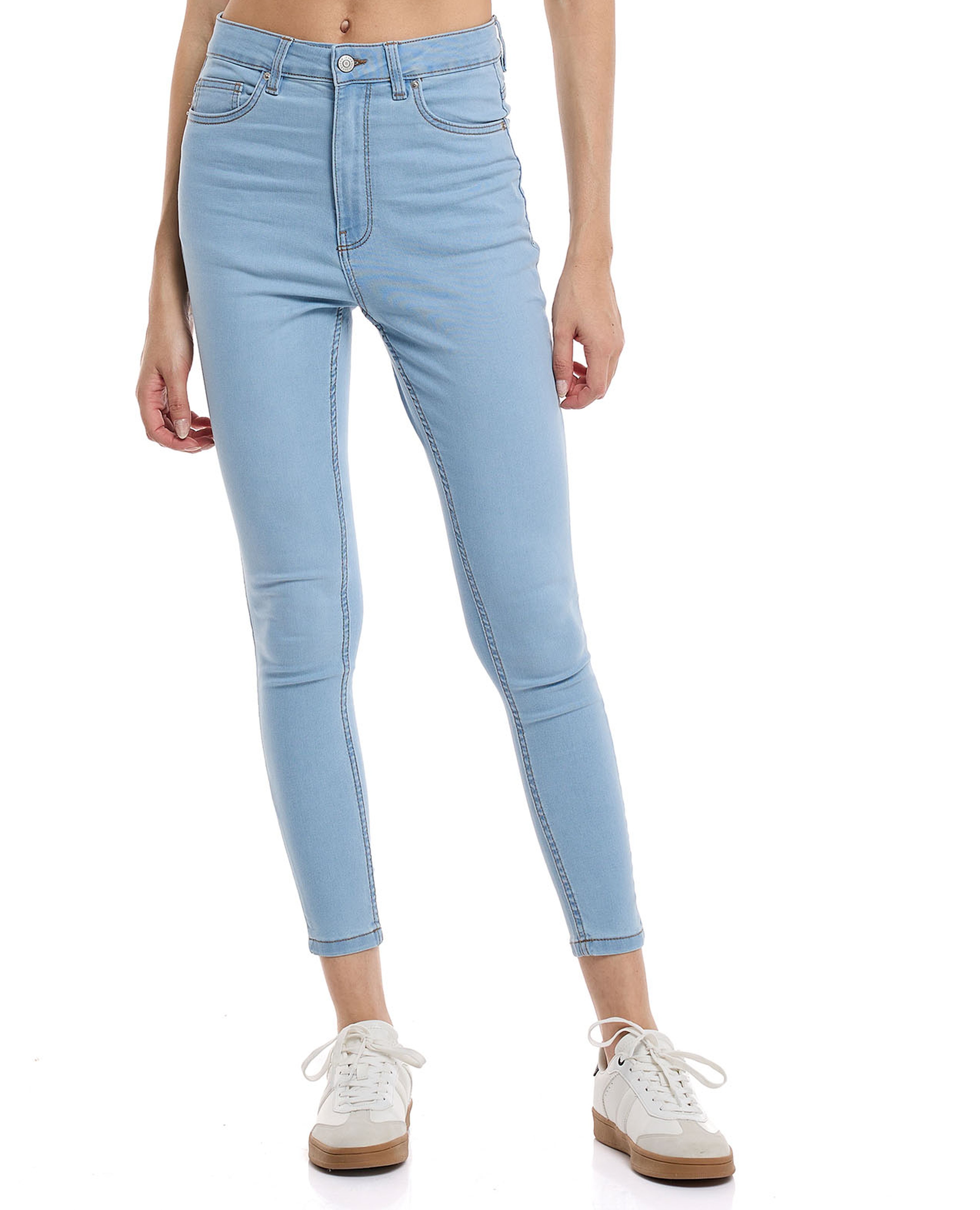 Solid Skinny Fit Jeans with Button Closure