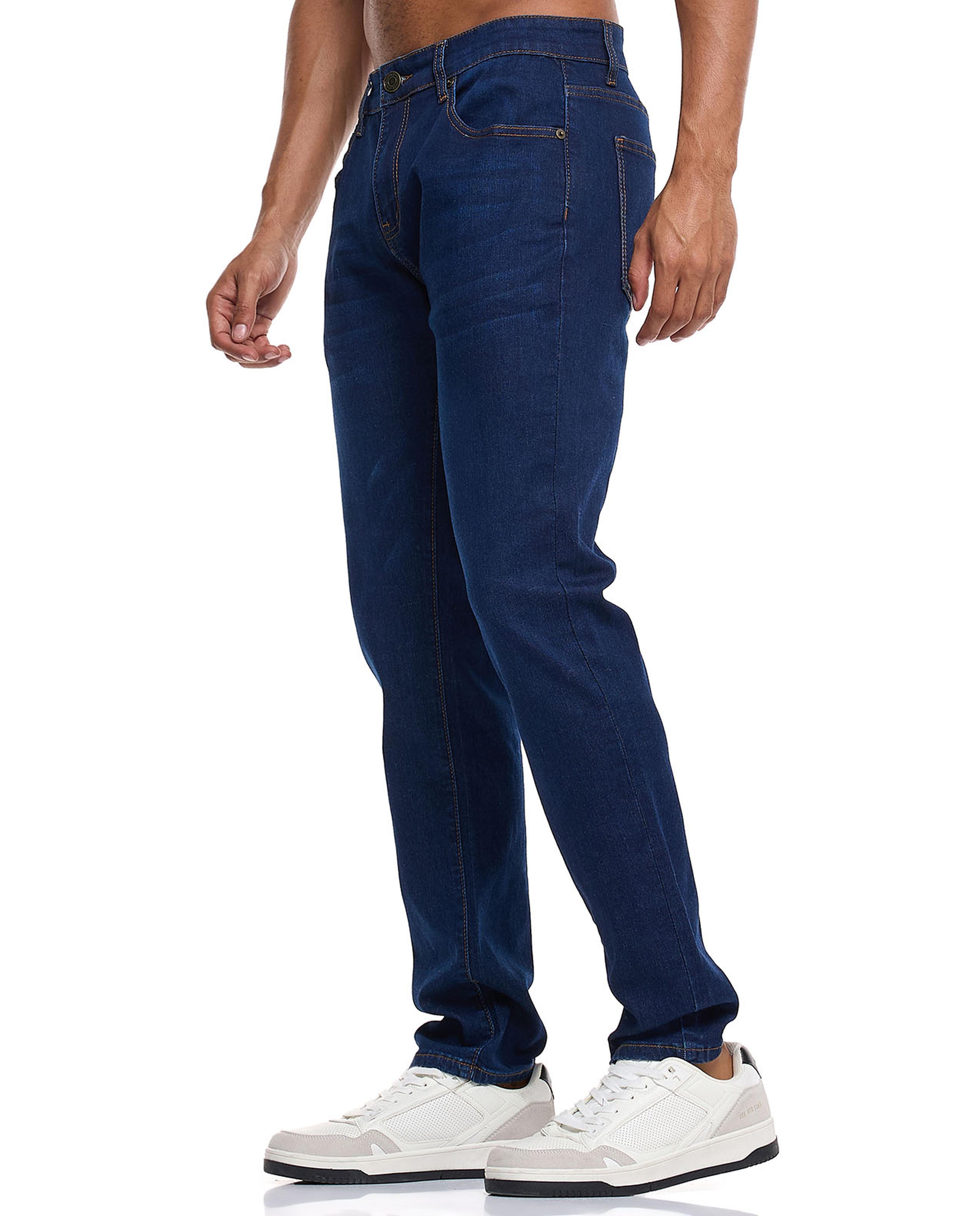 Solid Slim Fit Jeans with Button Closure
