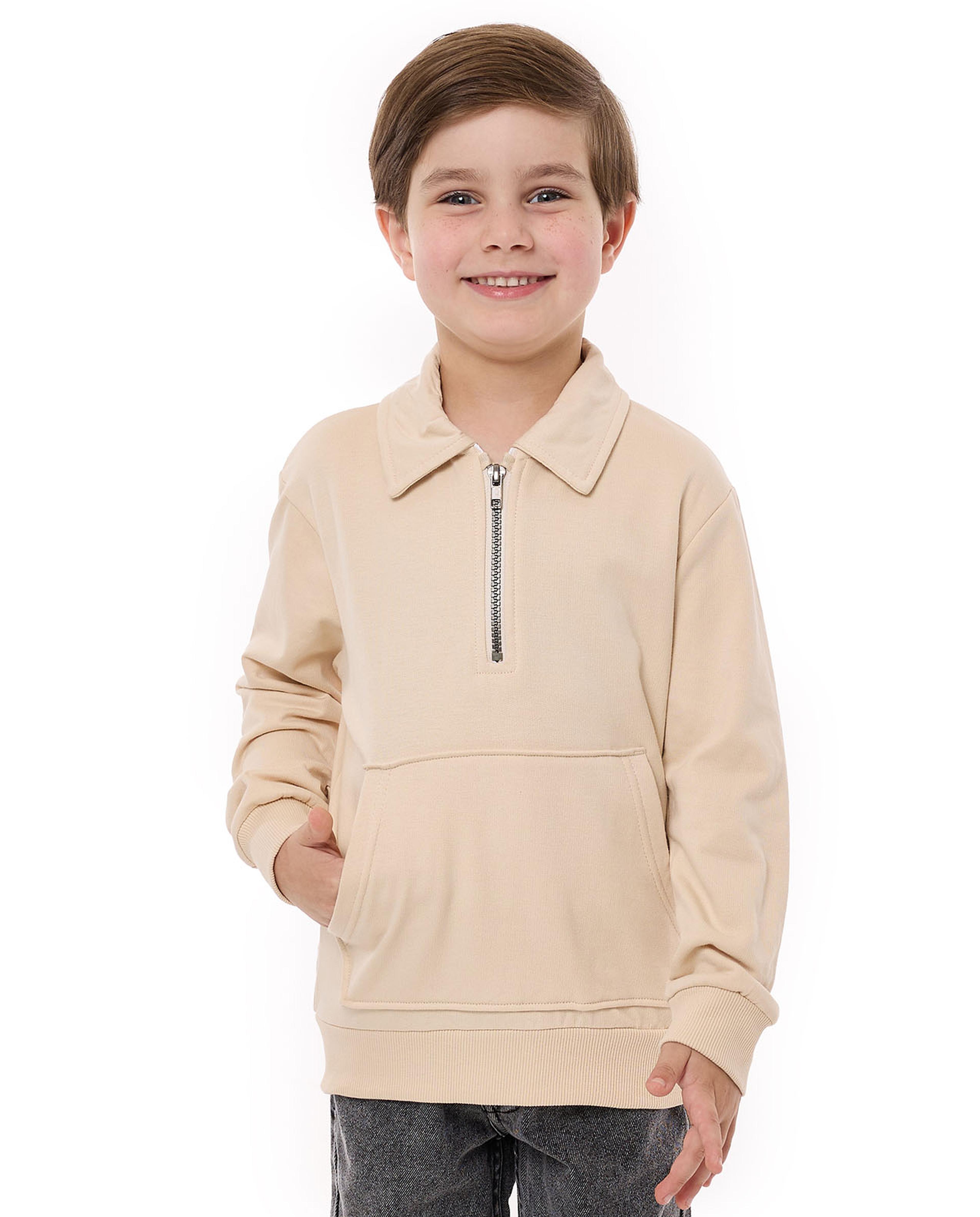 سويتشيرت سادة بياقة وأكمام طويلة