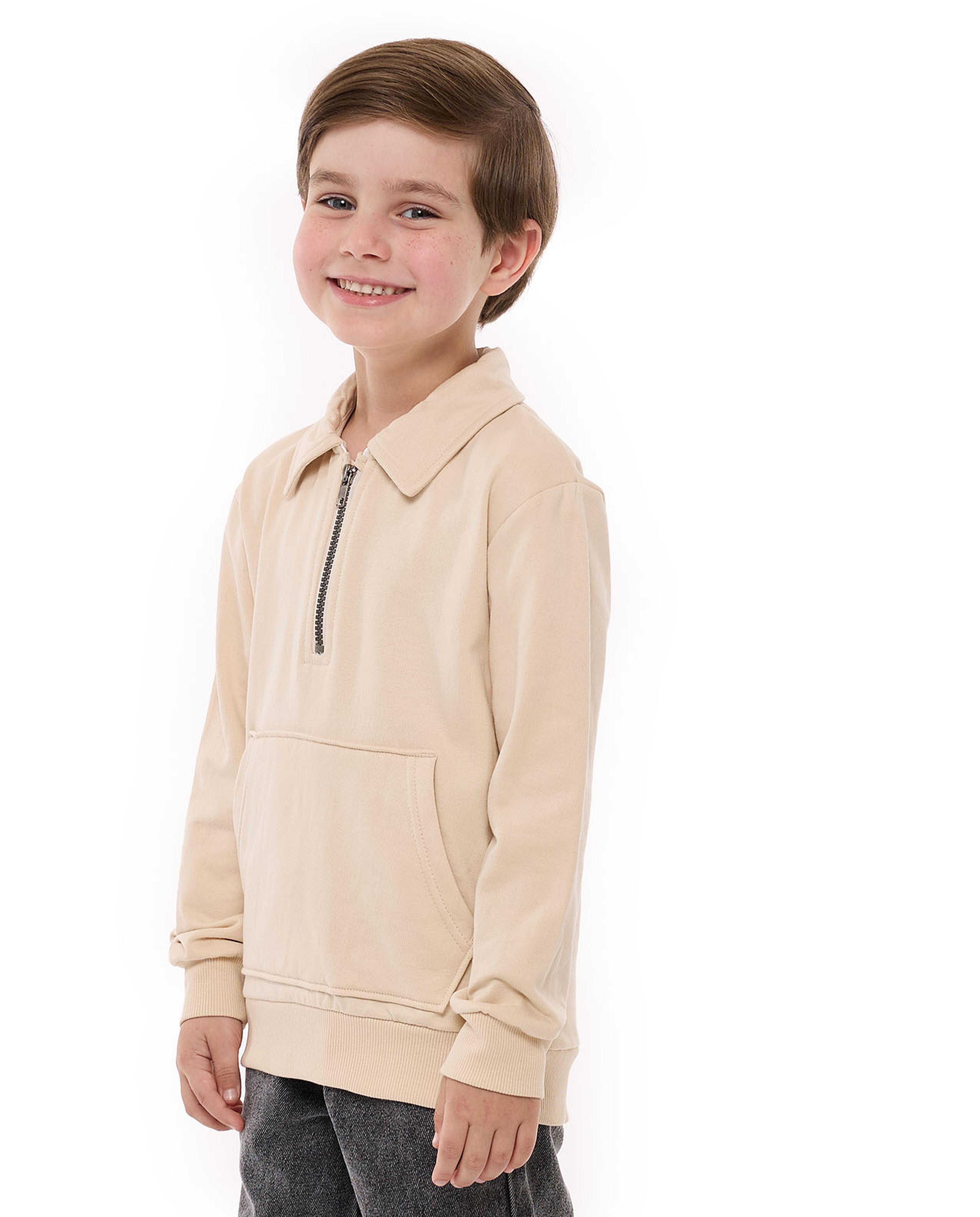 سويتشيرت سادة بياقة وأكمام طويلة