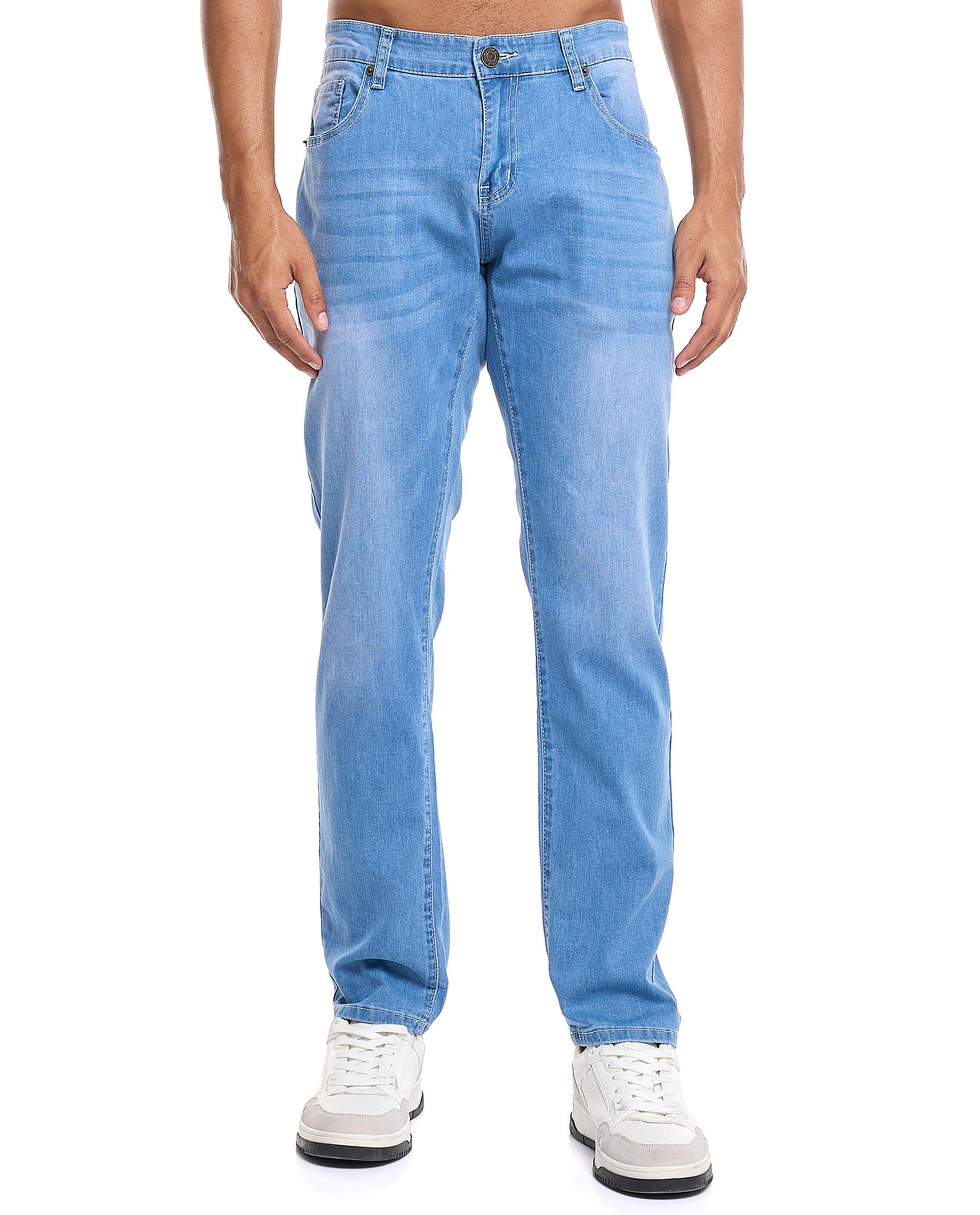 Solid Slim Fit Jeans with Button Closure