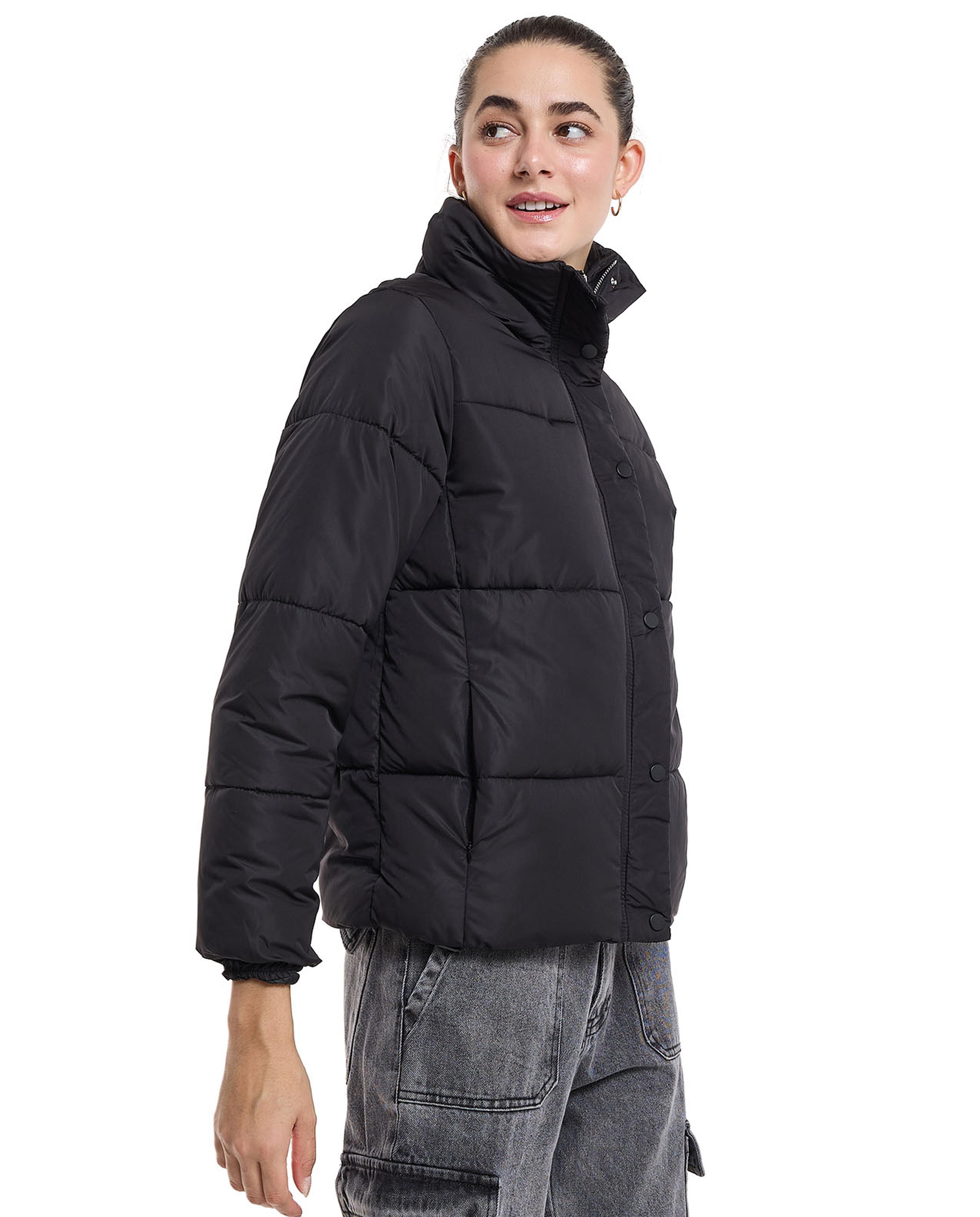 Puffer Jacket with Snap Closure