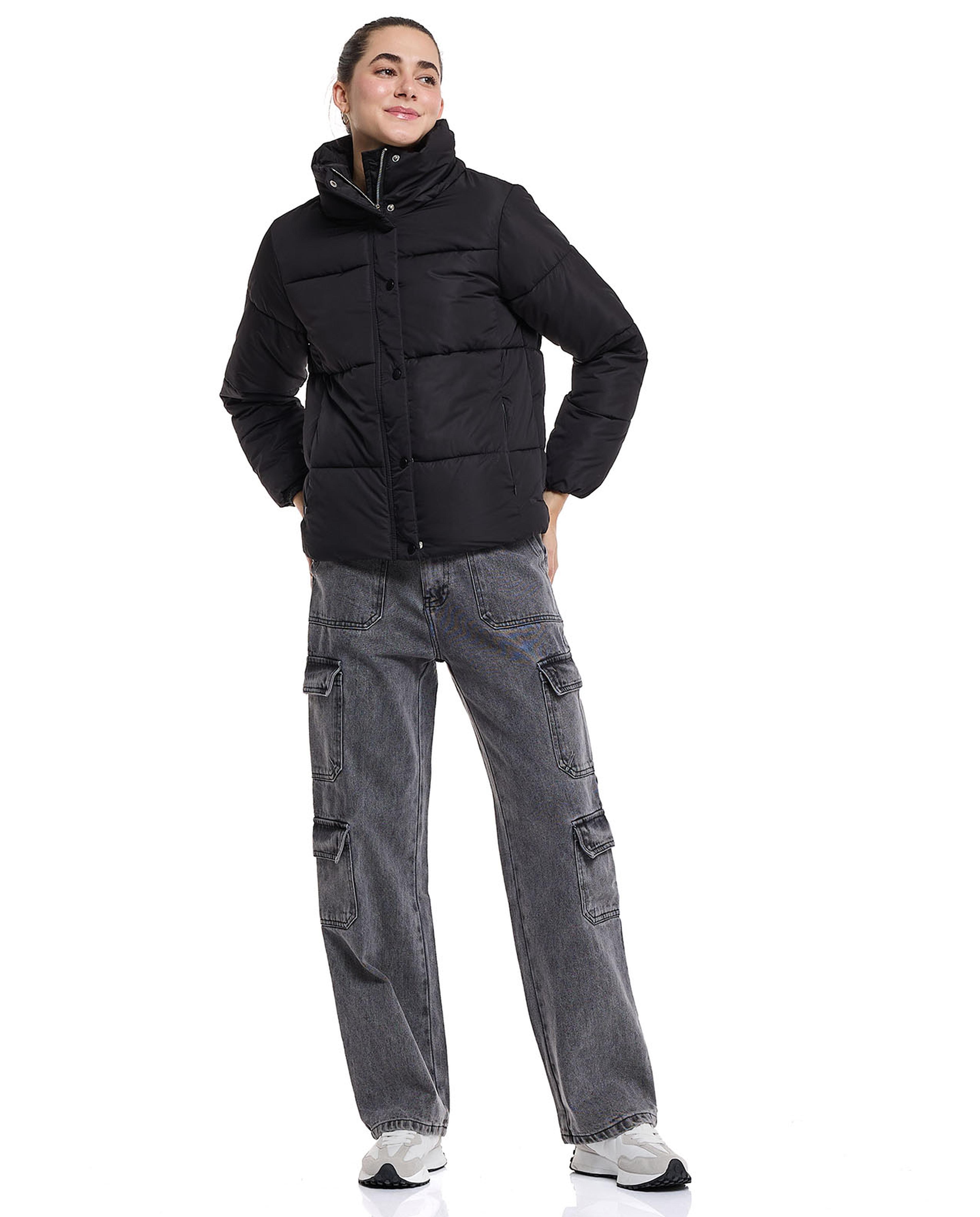 Puffer Jacket with Snap Closure