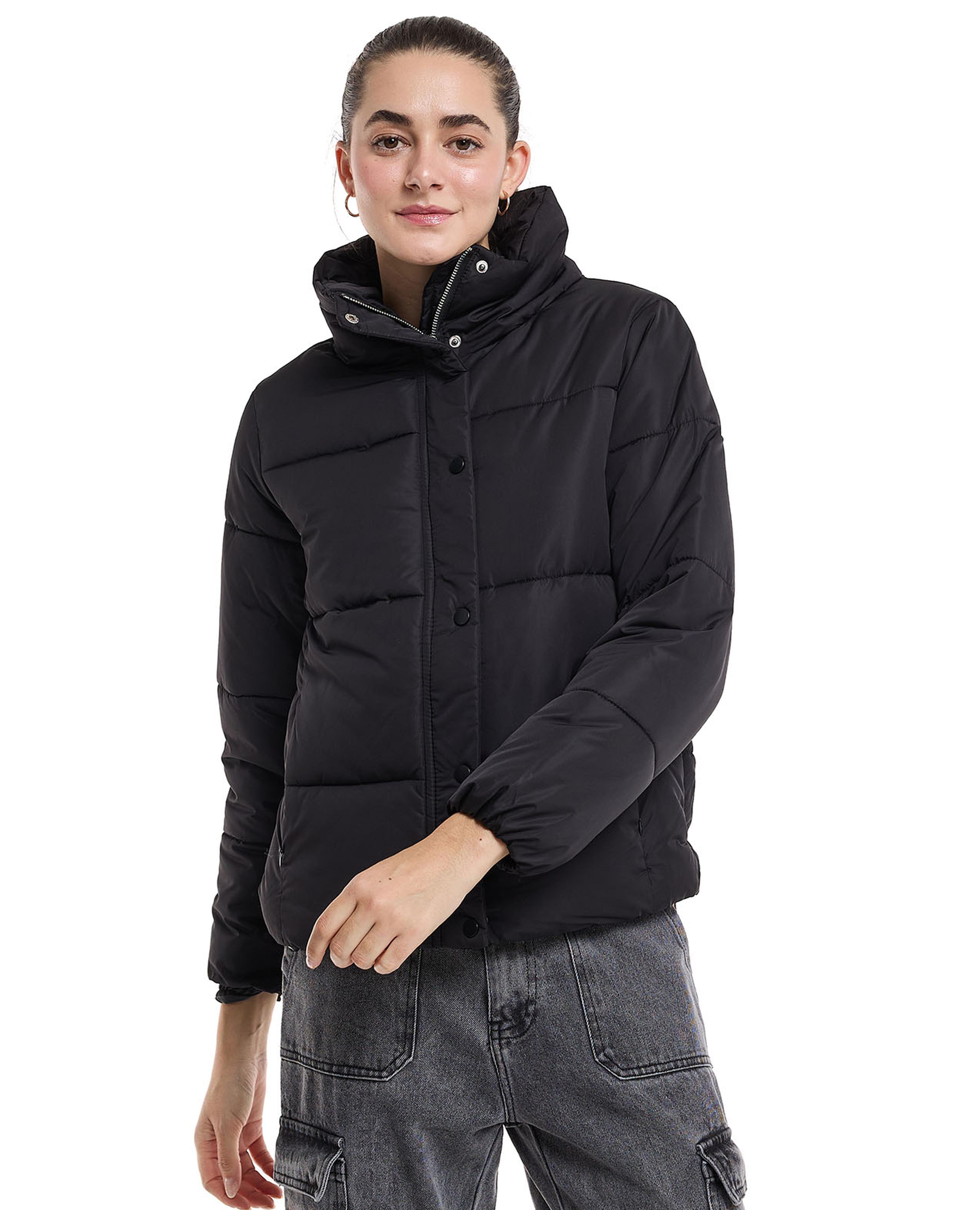 Puffer Jacket with Snap Closure