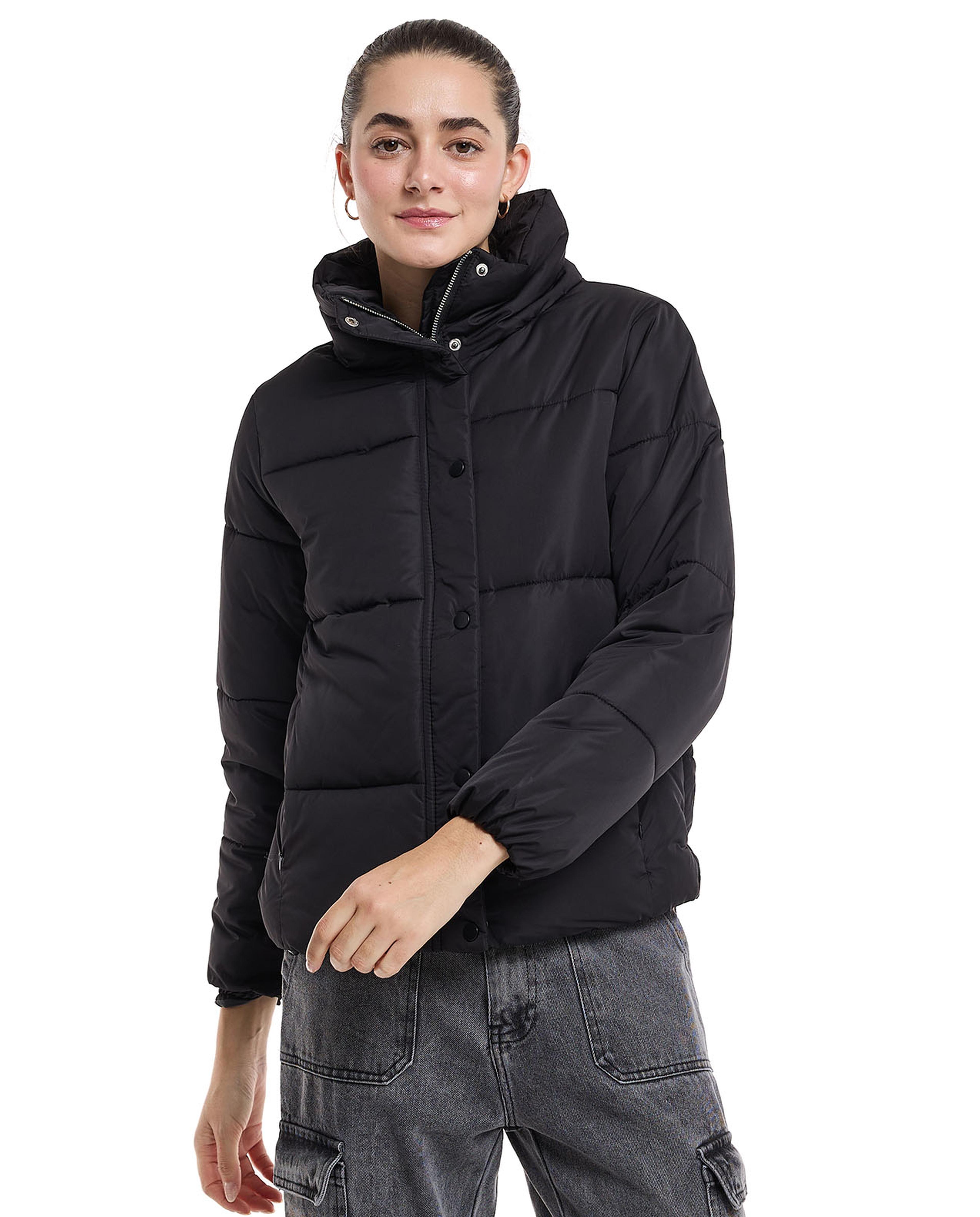 Puffer Jacket with Snap Closure