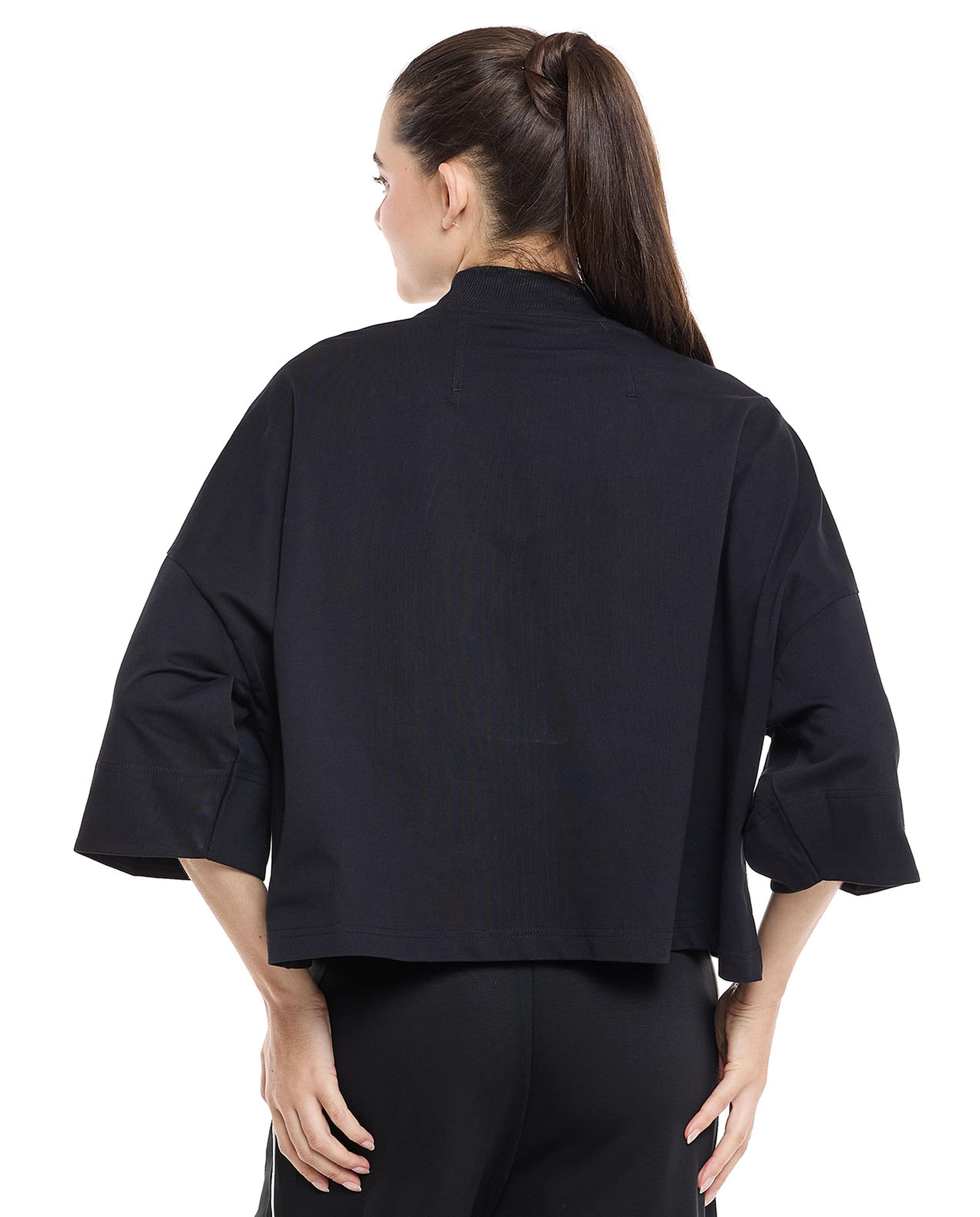 Print Detail Oversized Active T-Shirt with Short Sleeves