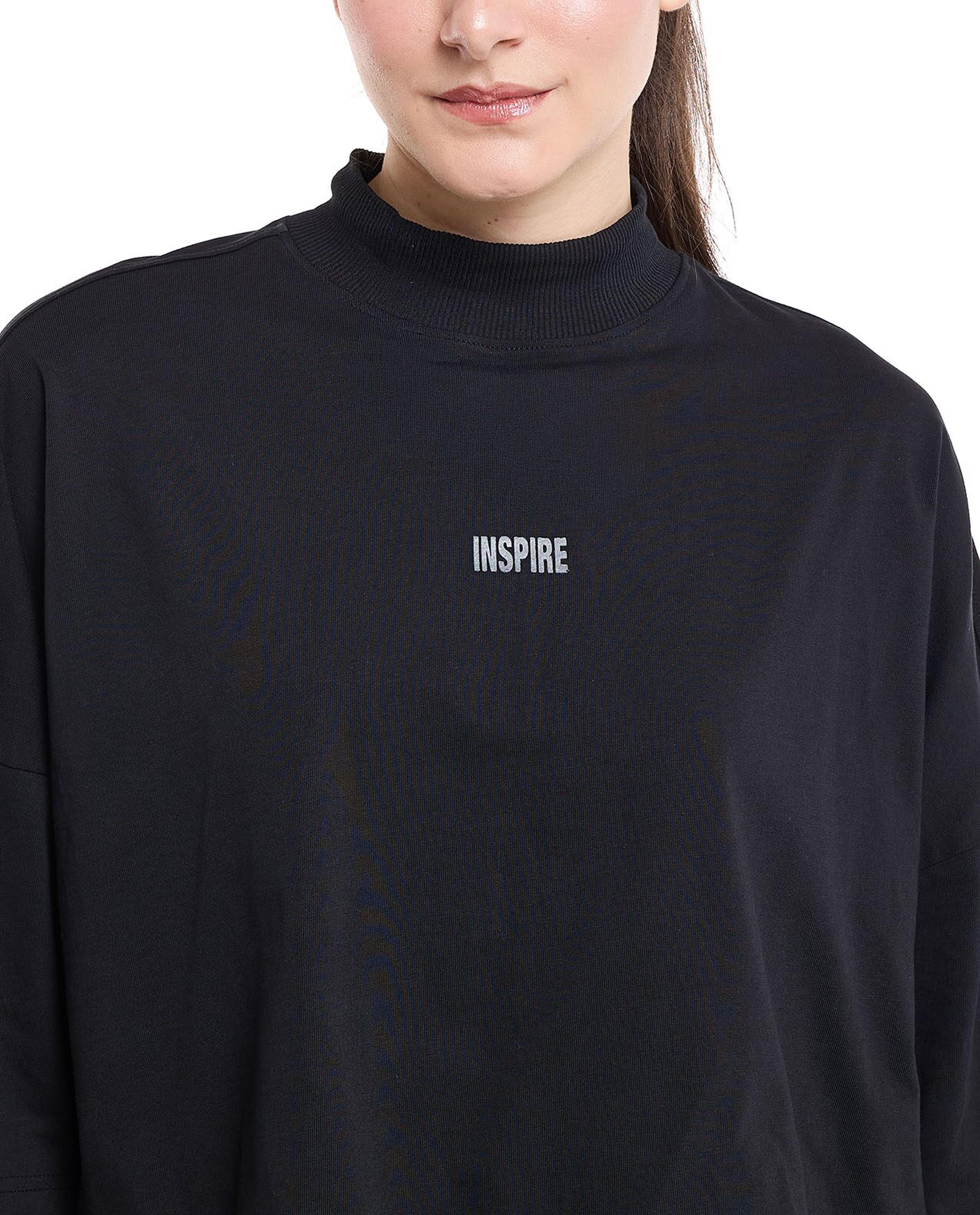 Print Detail Oversized Active T-Shirt with Short Sleeves