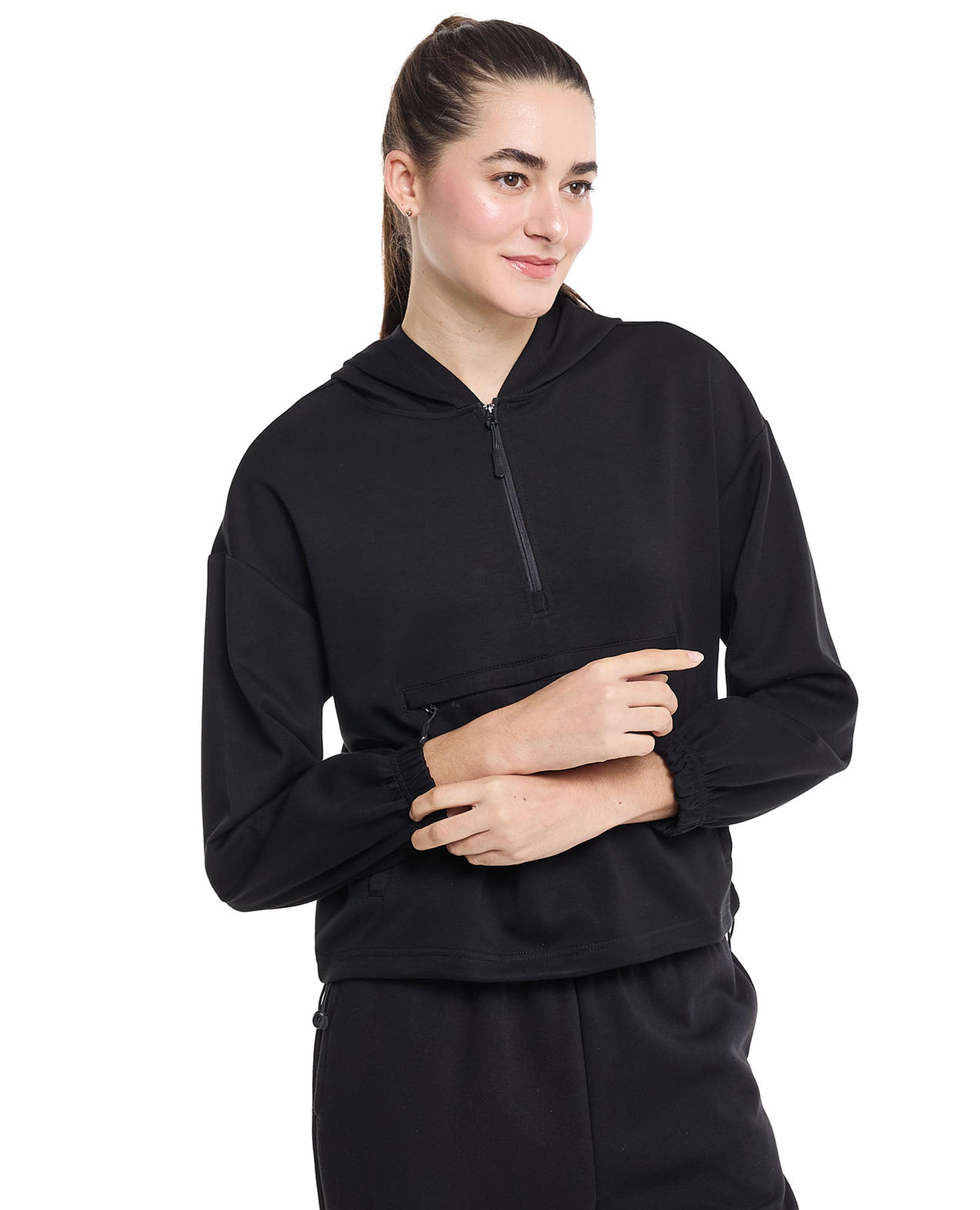 Solid Active Hoodie with Long Sleeves