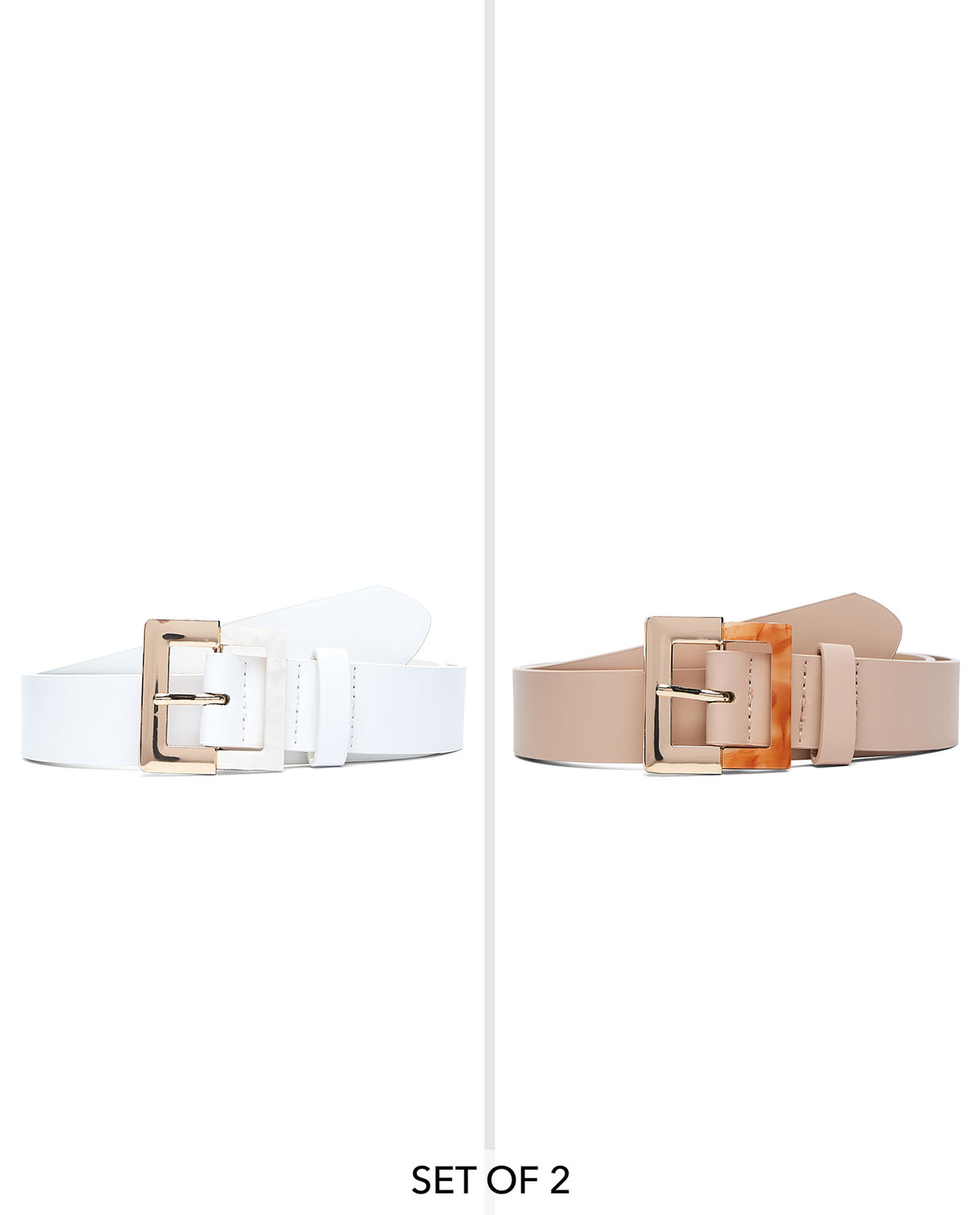 Pack of 2 Square Buckle Belts
