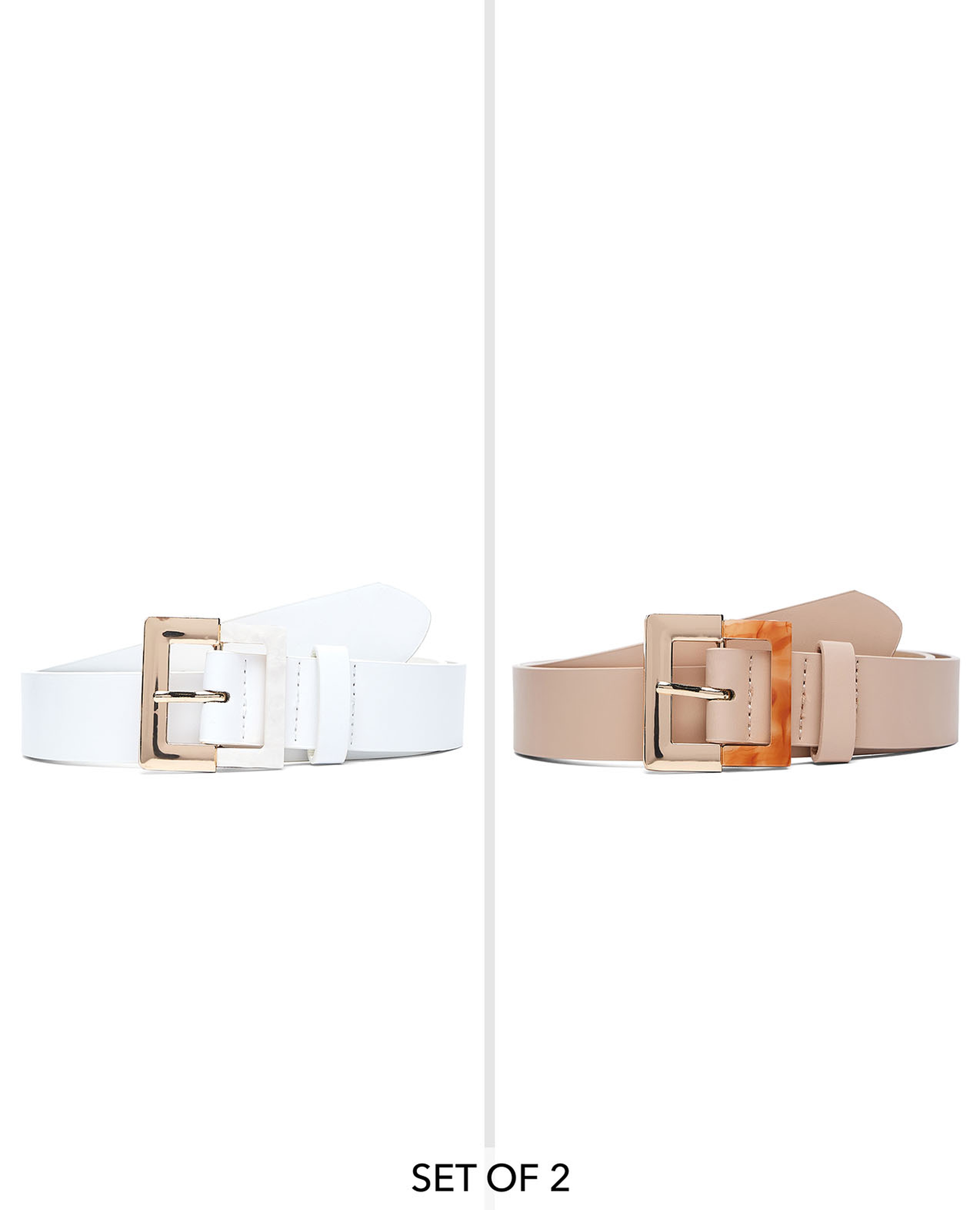 Pack of 2 Square Buckle Belts