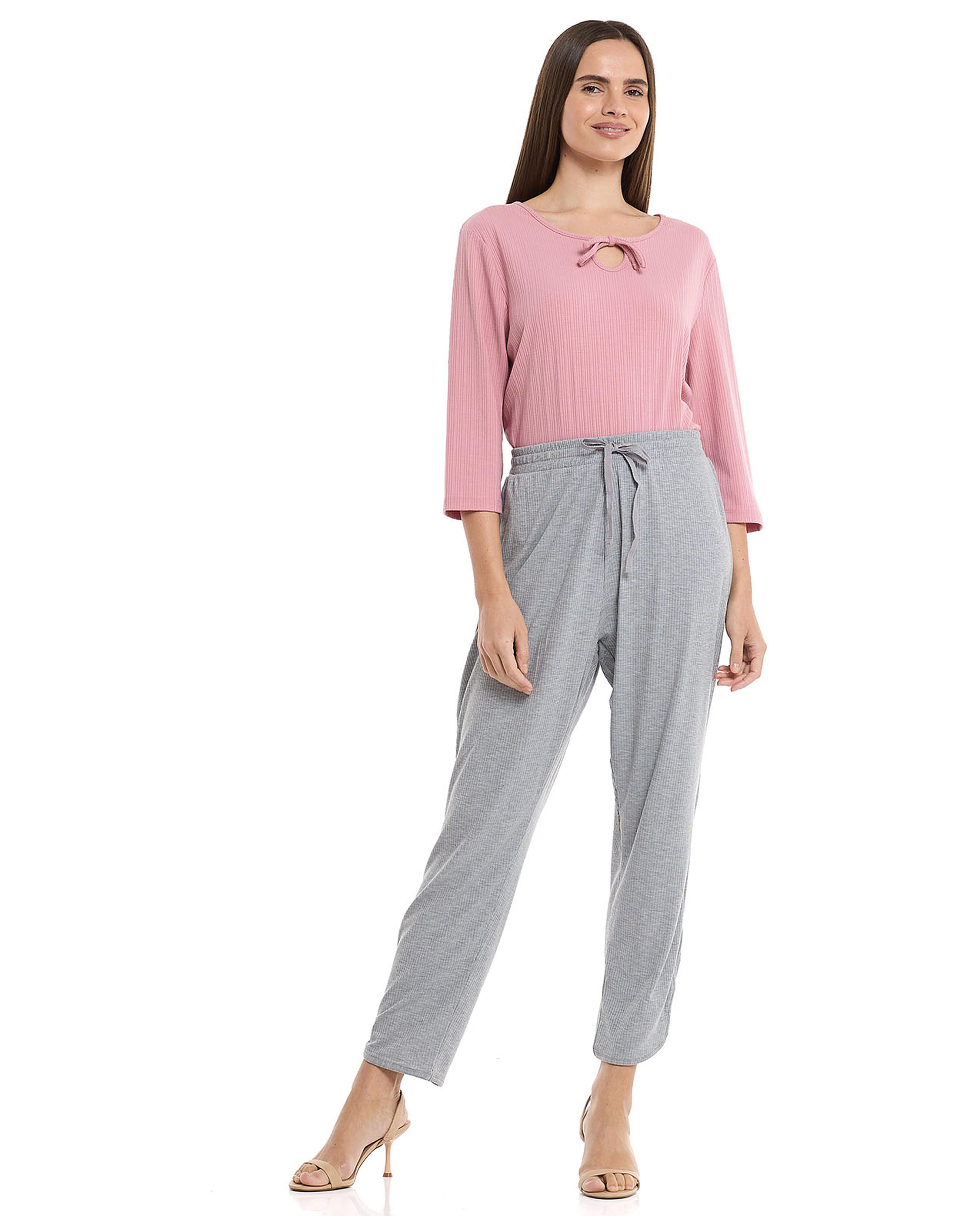 سروال بيجاما مرن برباط على الخصر