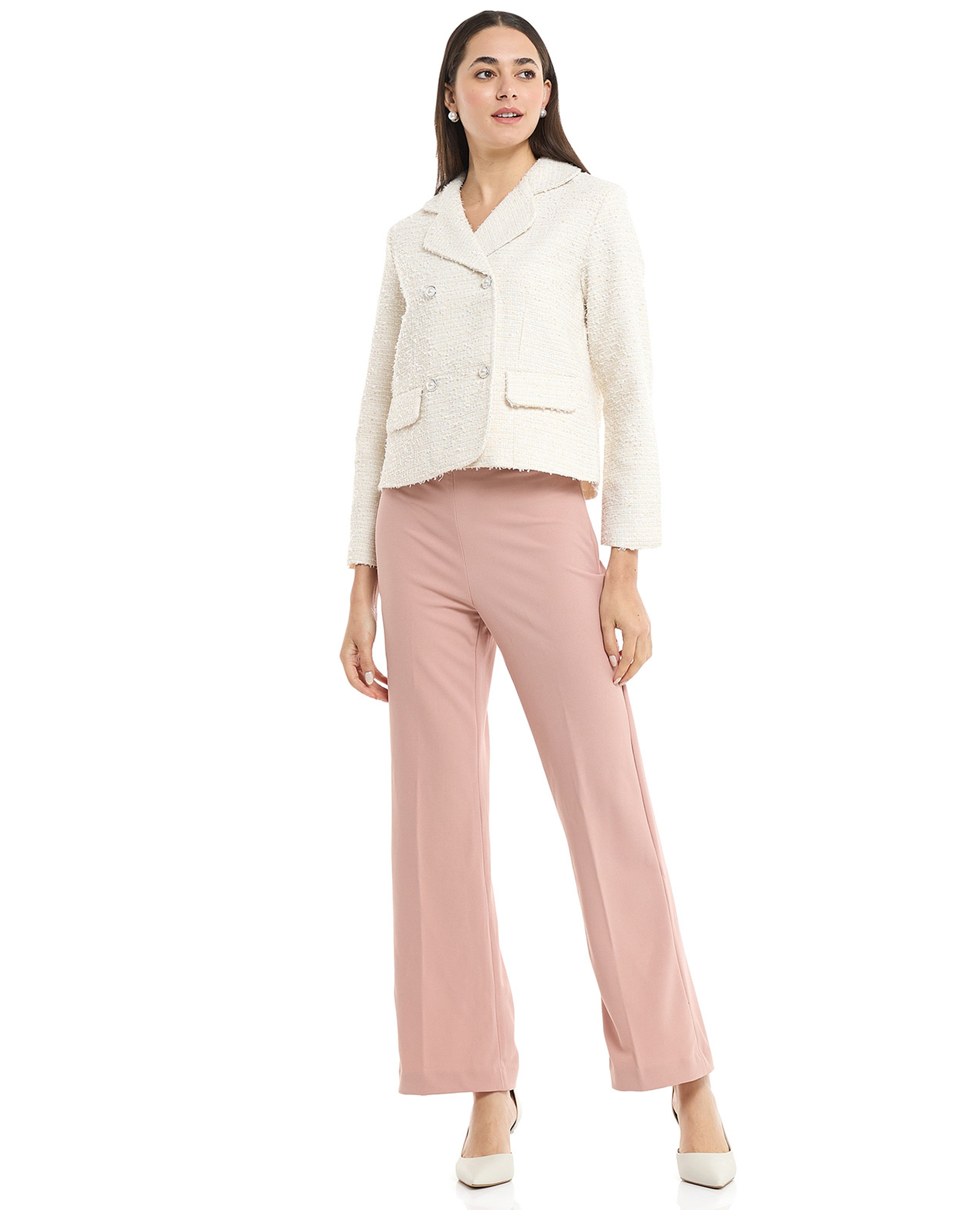 بنطال واسع سادة بخصر مطاطي