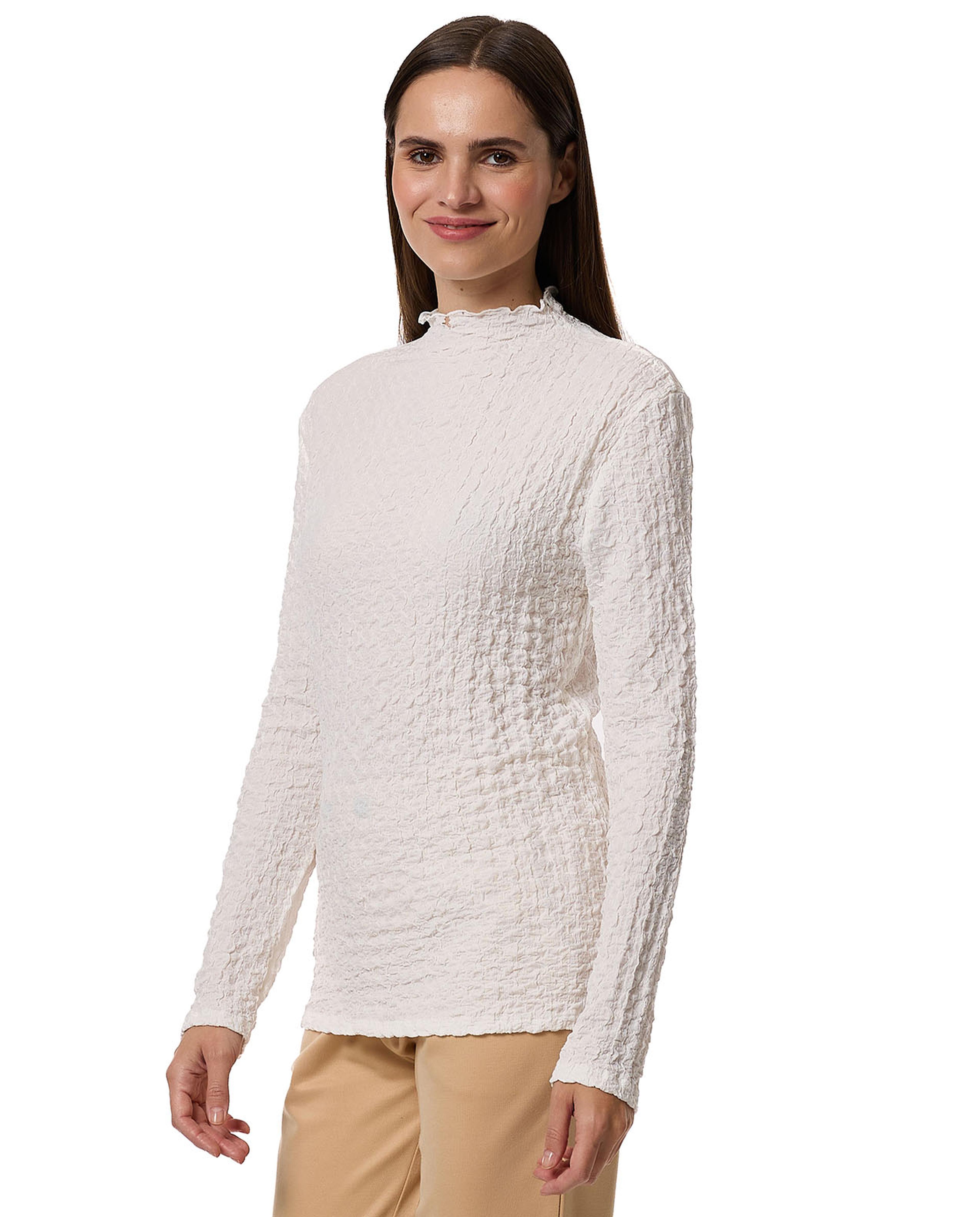 Textured Top with High Neck and Long Sleeves