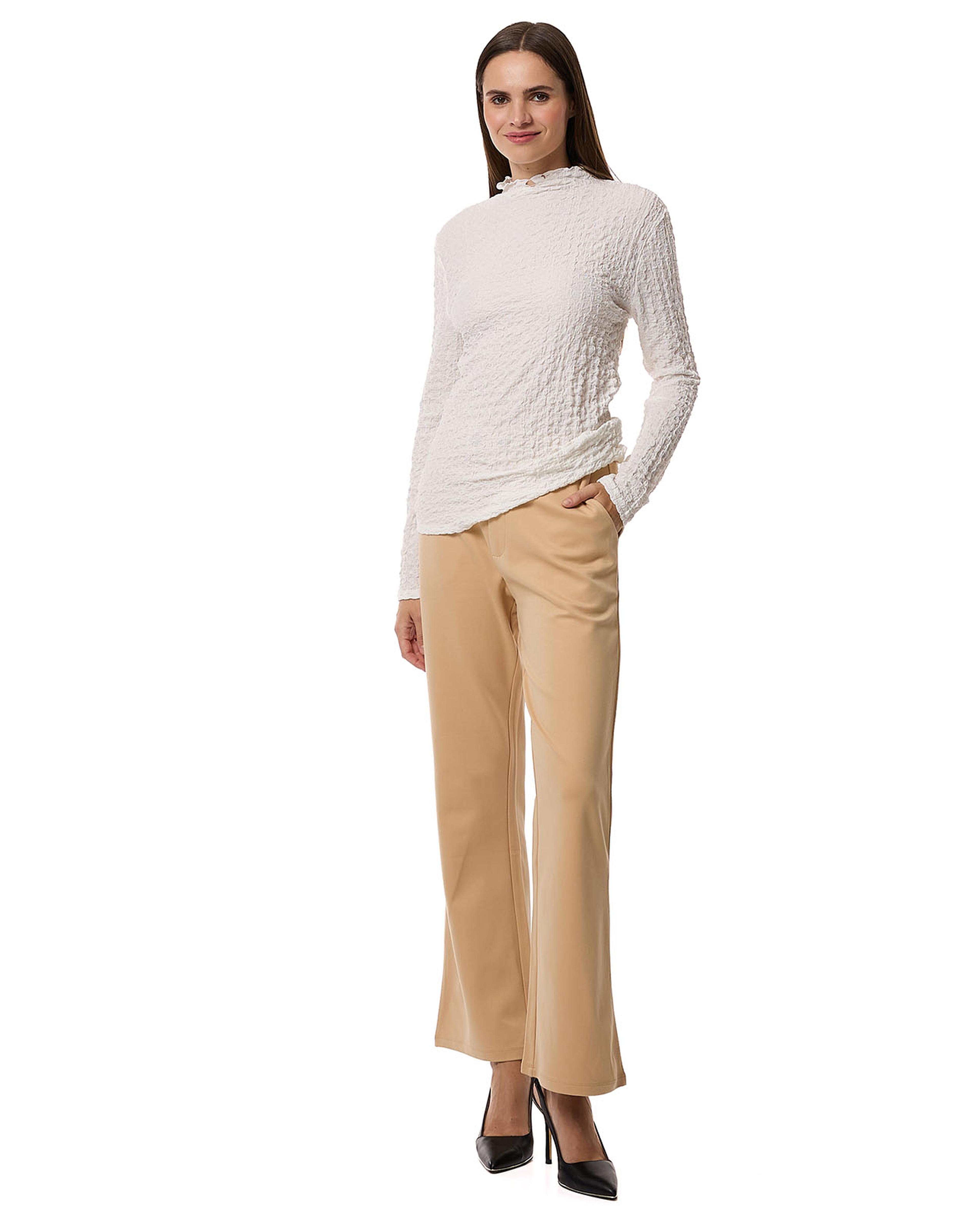 Textured Top with High Neck and Long Sleeves