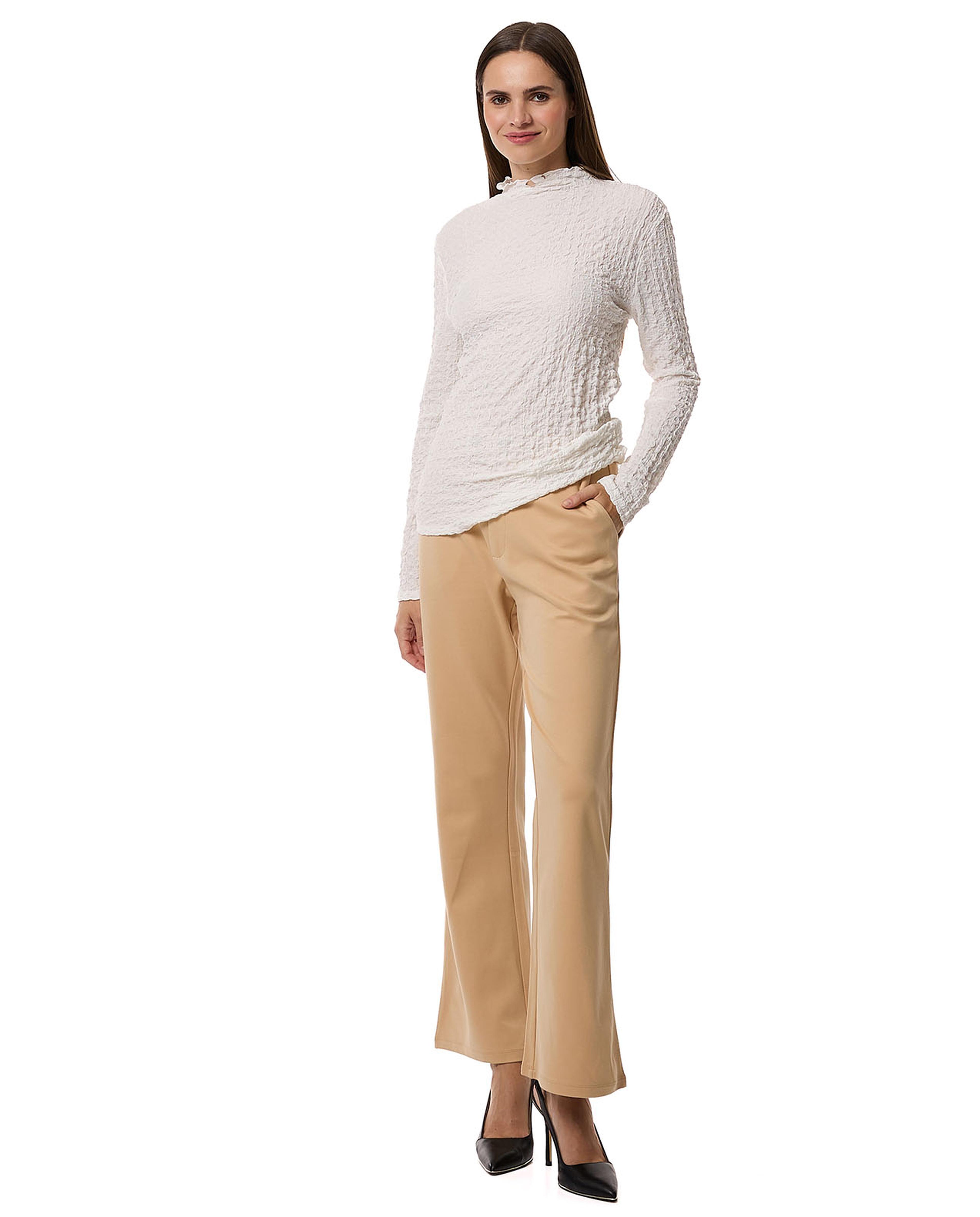 Textured Top with High Neck and Long Sleeves