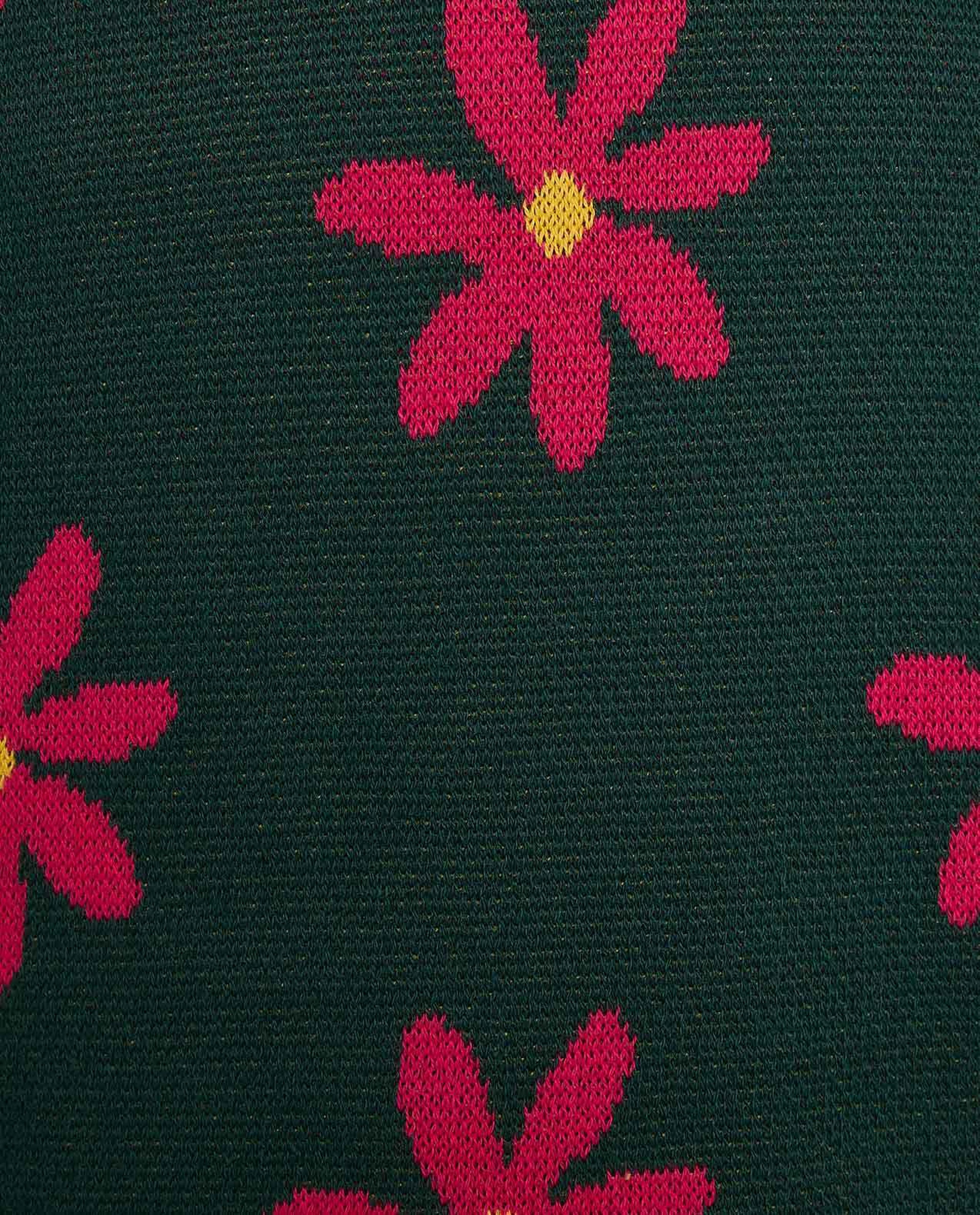 Floral Patterned Sweater with Crew Neck and Long Sleeves