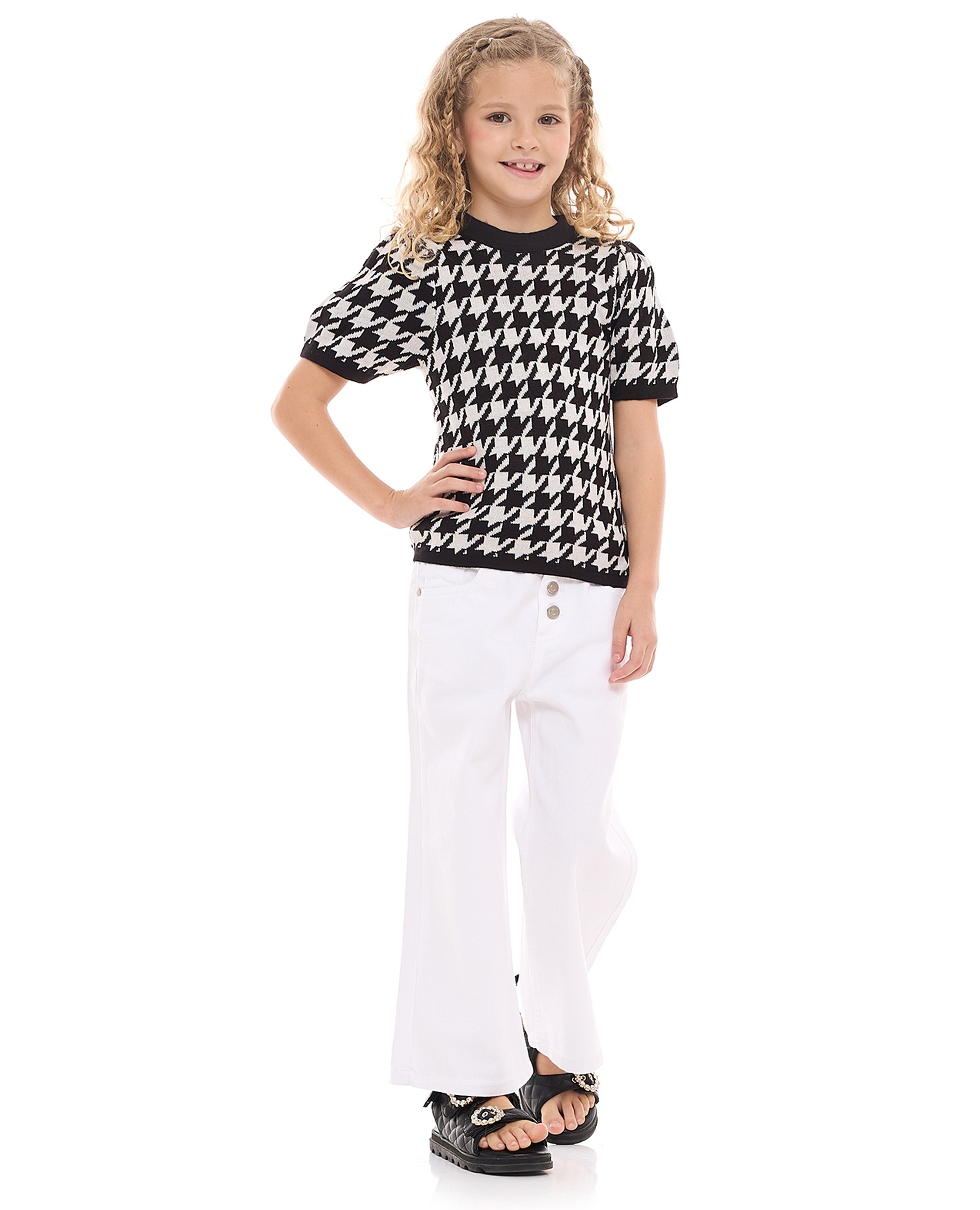 Solid Flared Jeans with Button Closure