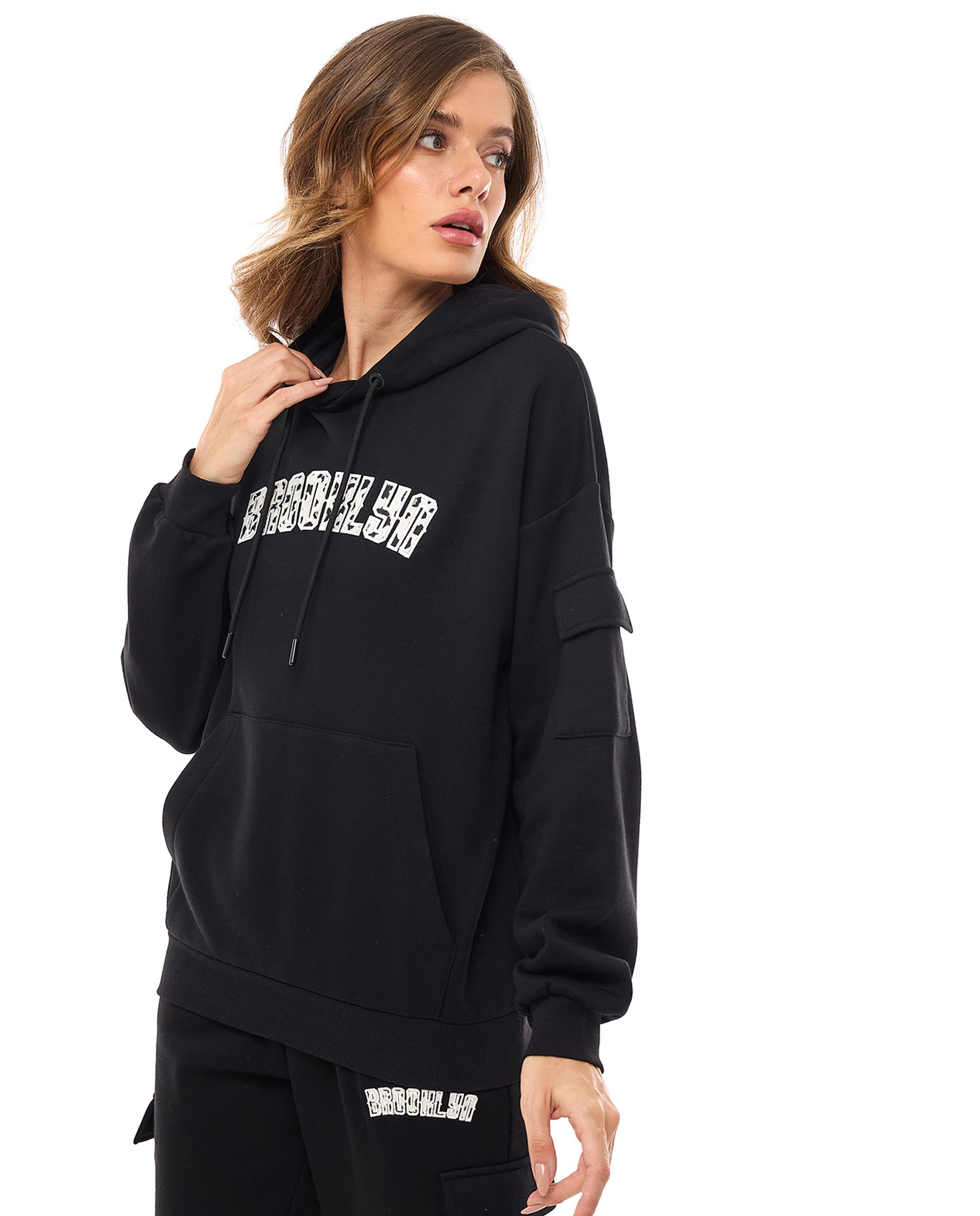 Printed Hoodie With Long Sleeves