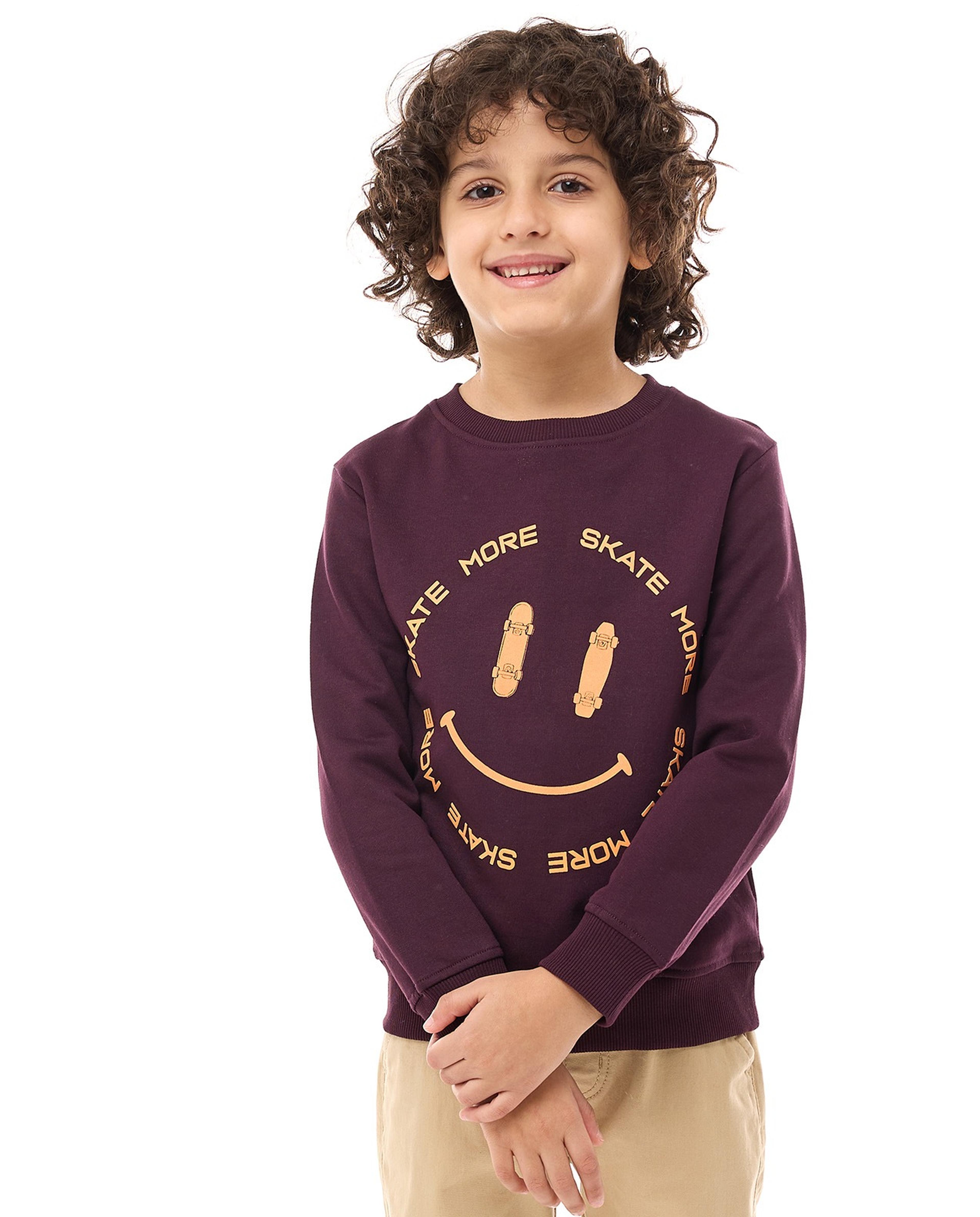 Printed Sweatshirt with Crew Neck and Long Sleeves