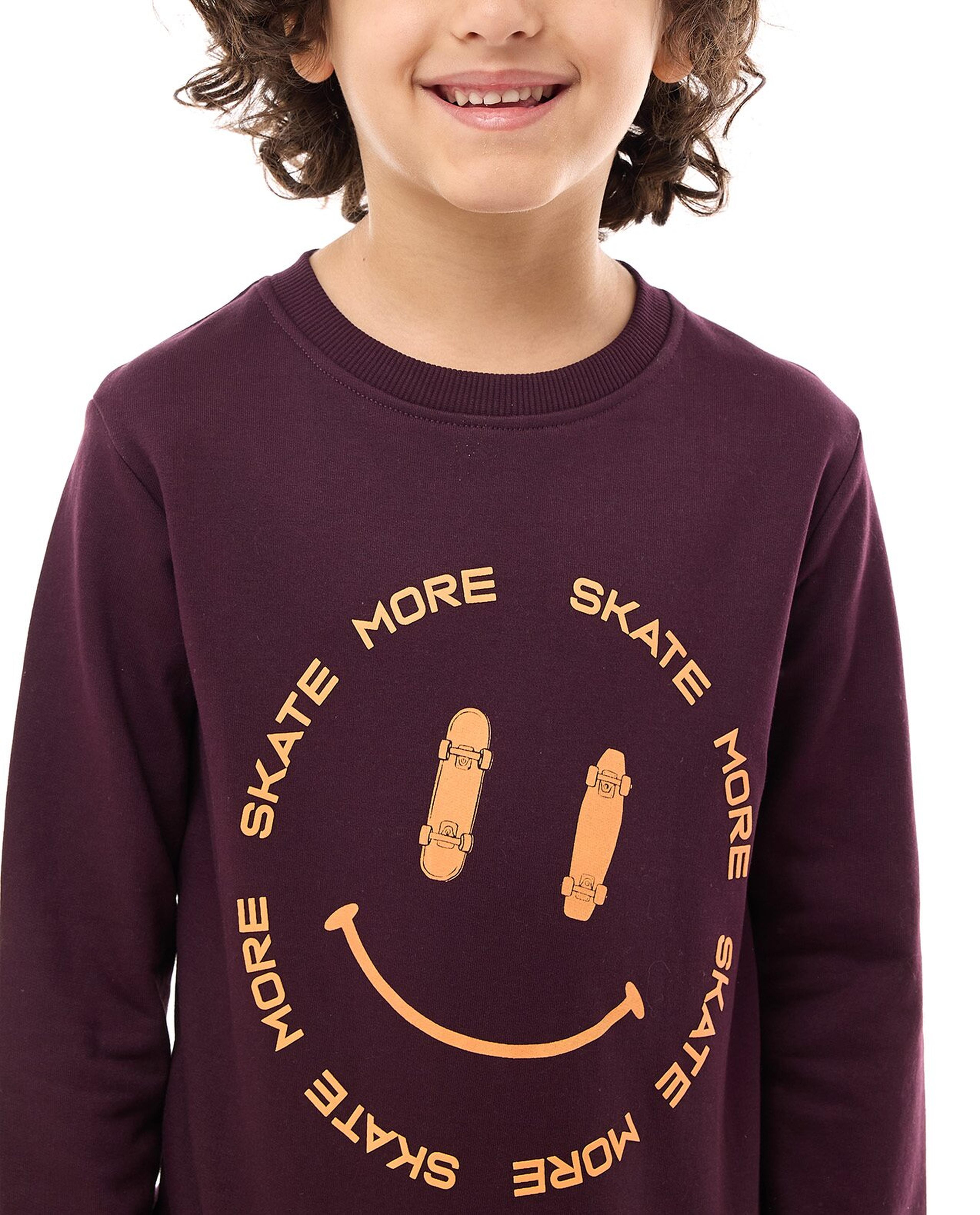 Printed Sweatshirt with Crew Neck and Long Sleeves