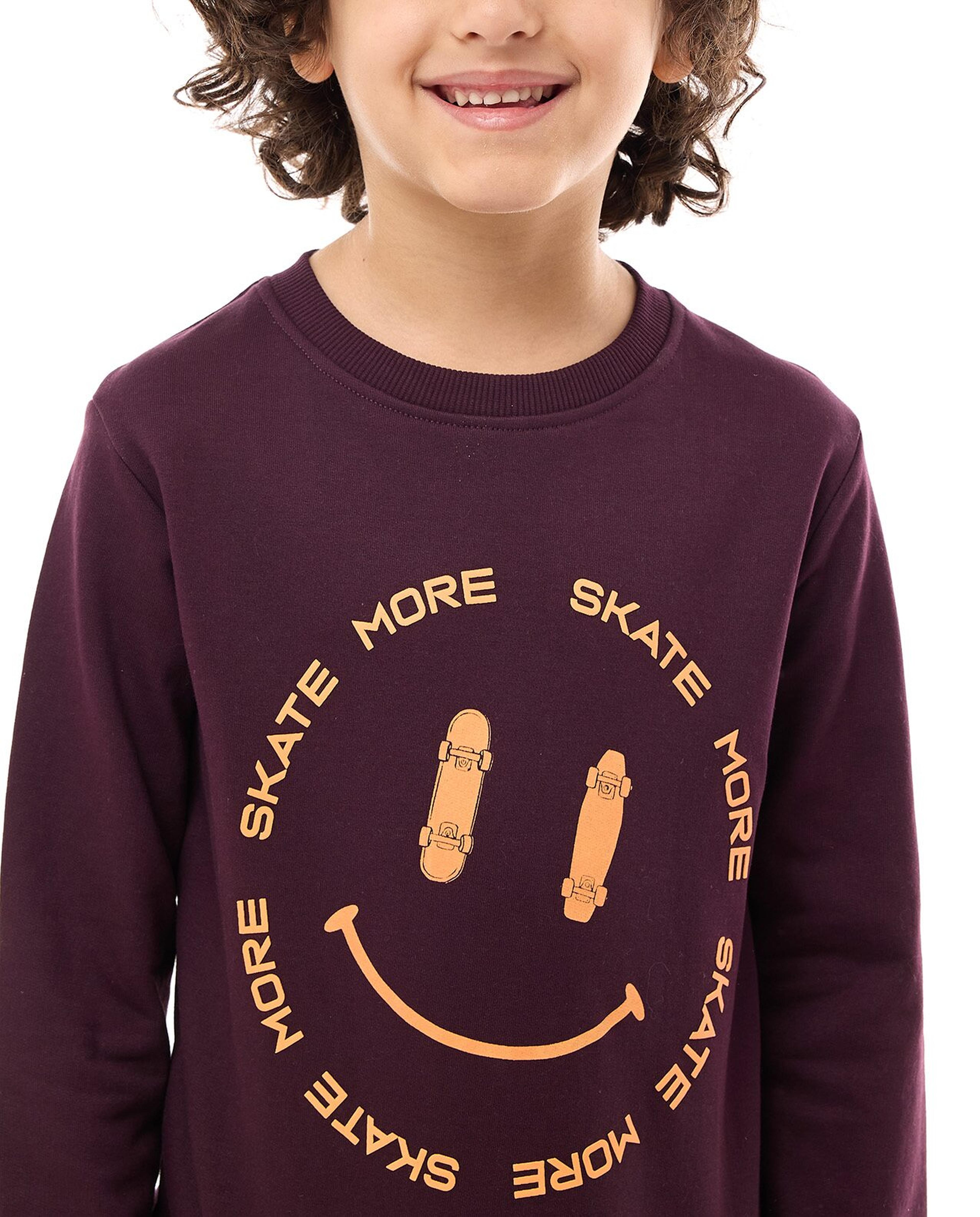Printed Sweatshirt with Crew Neck and Long Sleeves