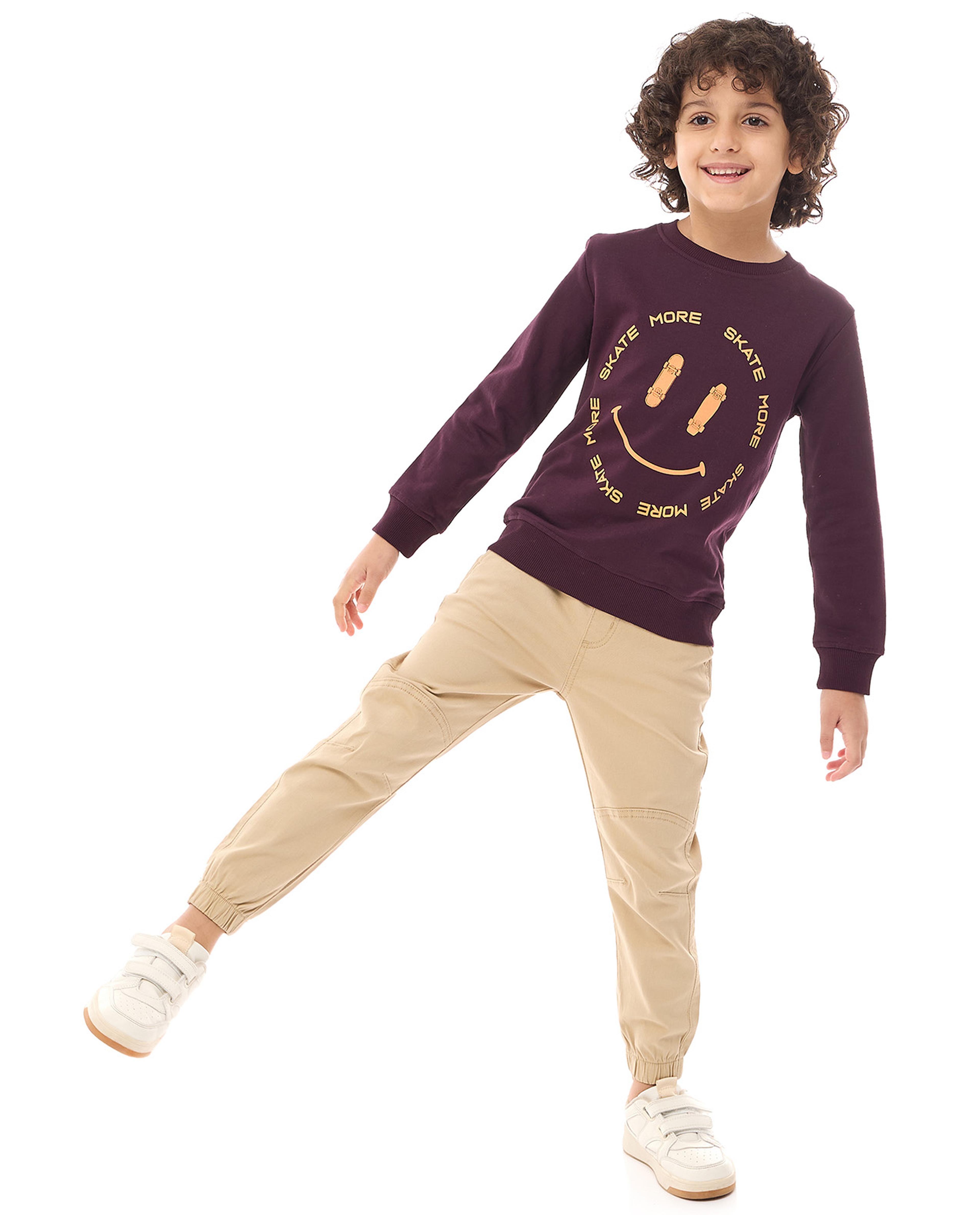 Printed Sweatshirt with Crew Neck and Long Sleeves