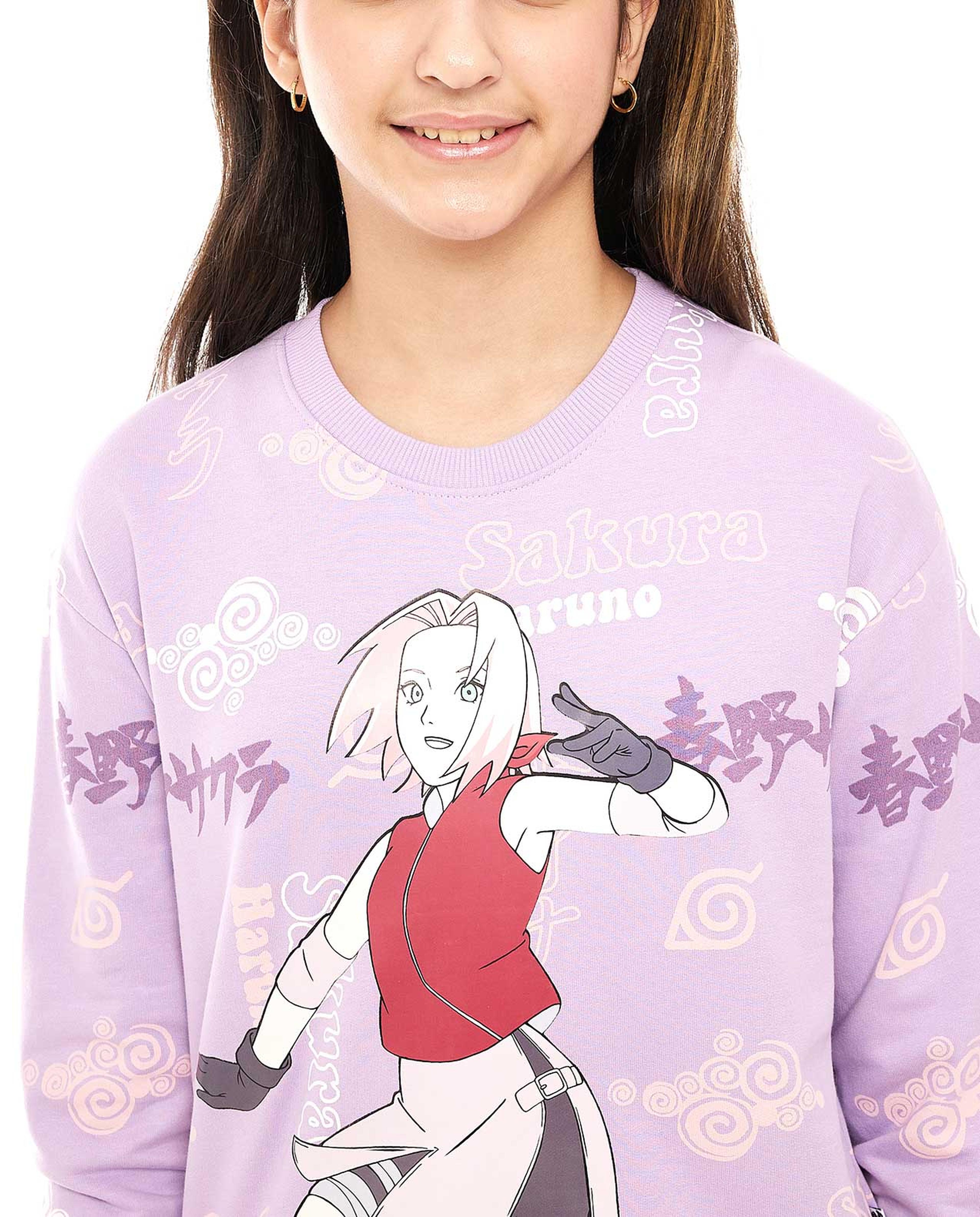 Graphic Print Sweatshirt with Crew Neck and Long Sleeves